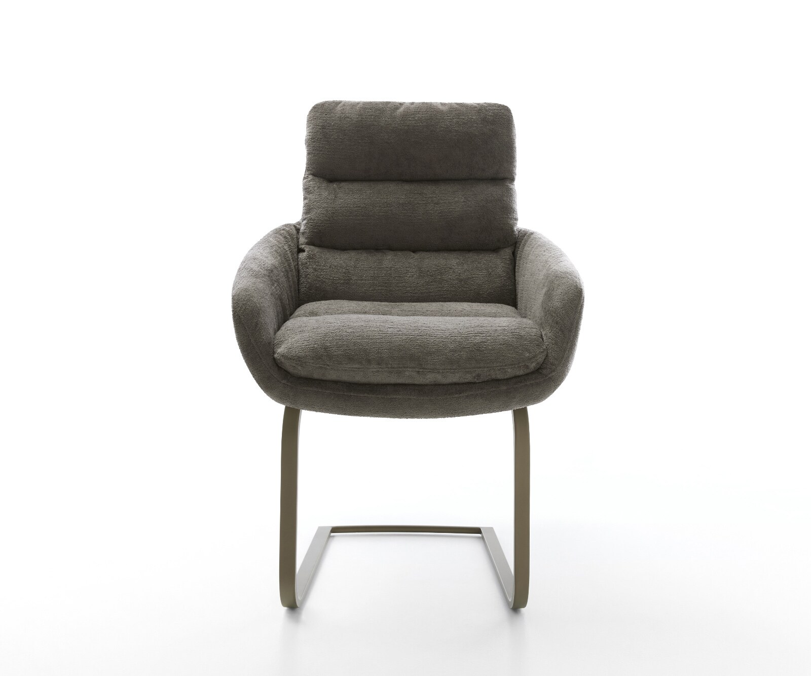 Cantilever Abelia-Flex avec accoudoirs bouclé doux couleur boue pied cantilever plat aspect titane 1