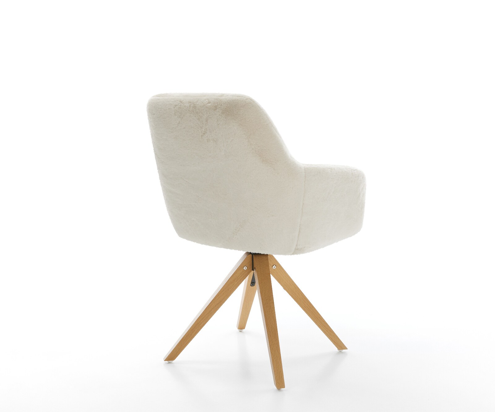 Chaise-pivotante Pejo-Flex peluche crème-blanc pied en bois angulaire naturel pivotement sur 180° resorts ensachés 4