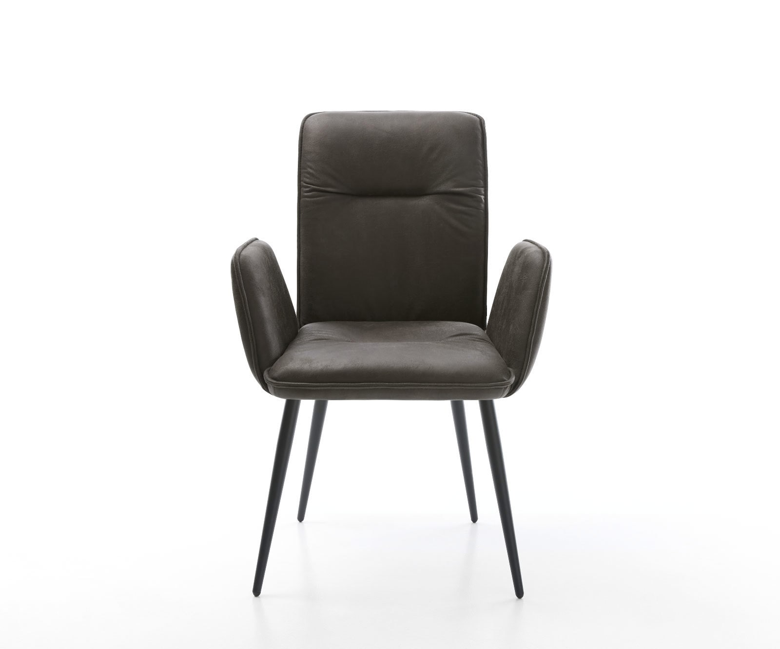 Chaise-de-salle-à-manger Vinja-Flex microvelours anthracite vintage 4 pieds coniques noir 1 Chaise-de-salle-à-manger Vinja-Flex microvelours anthracite vintage 4 pieds coniques noir 1