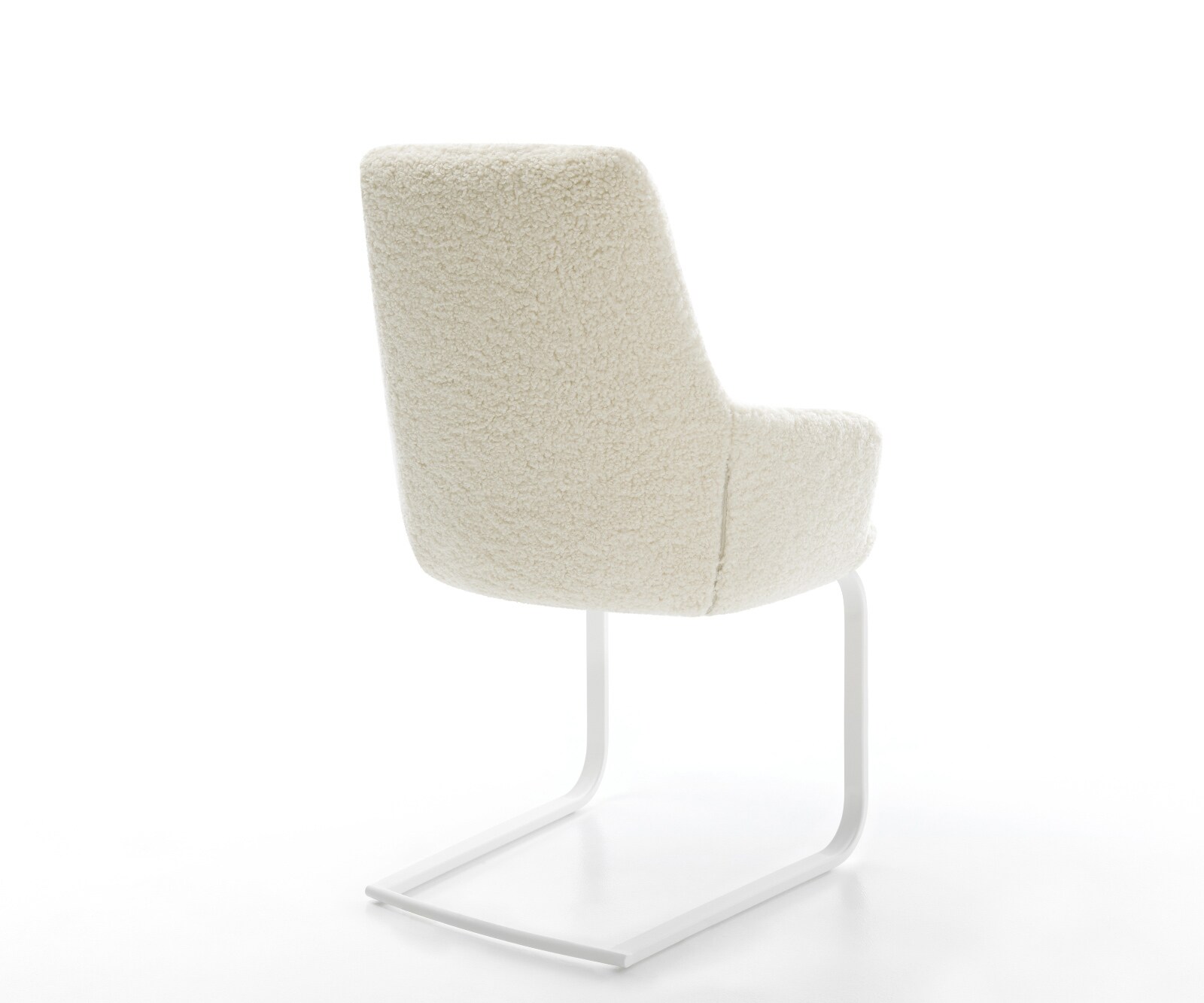 Cantilever Zelia-Flex avec accoudoirs tissu teddy beige pied cantilever plat blanc ressorts ensachés 5