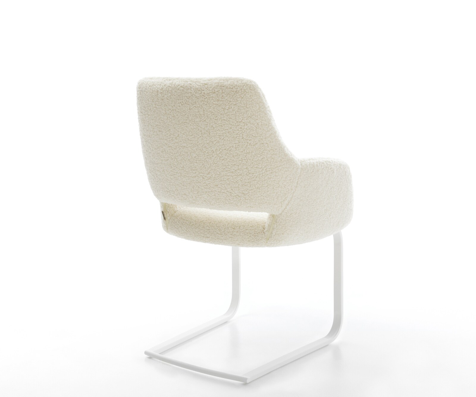 Cantilever Yago-Flex avec accoudoirs tissu teddy beige pied cantilever plat blanc resorts ensachés 5