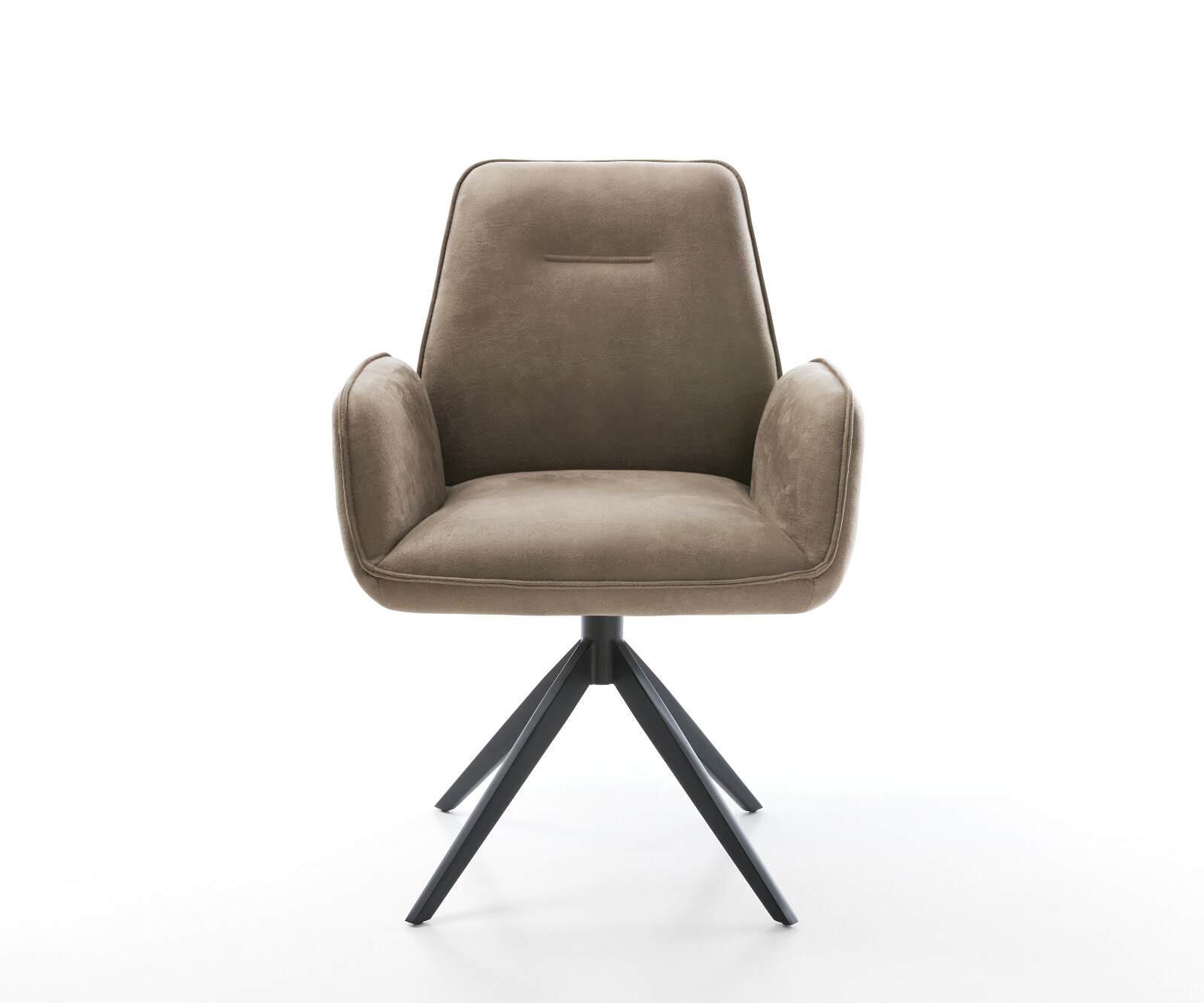 Chaise-pivotante Zoa-Flex microvelours taupe vintage pied croisé large noir pivotement sur 360° fonction bascule ressorts ensachés 2