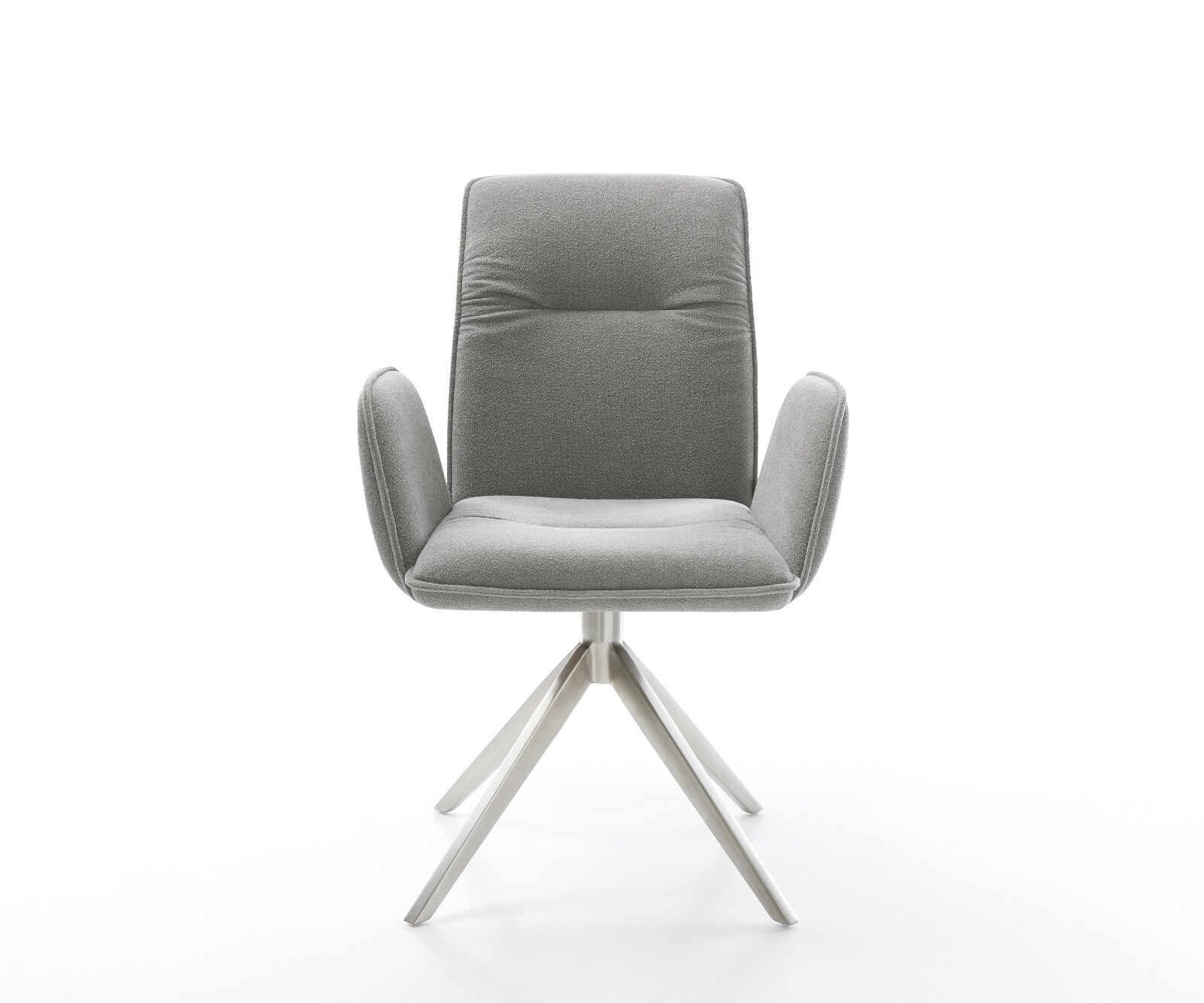 Chaise-pivotante Vinja-Flex tissu structuré doux gris pied croisé large acier inoxydable pivotement sur 360° fonction bascule 2