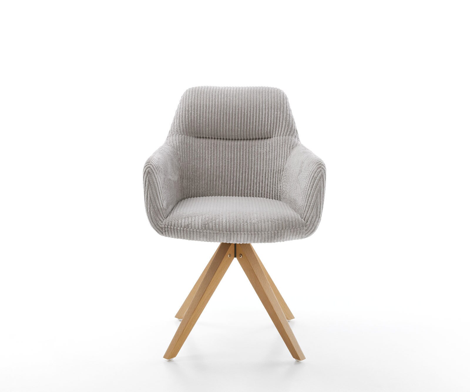 Chaise-de-salle-à-manger Pejo-Flex côtelé gris argenté pied en bois angulaire naturel ressorts ensachés 1
