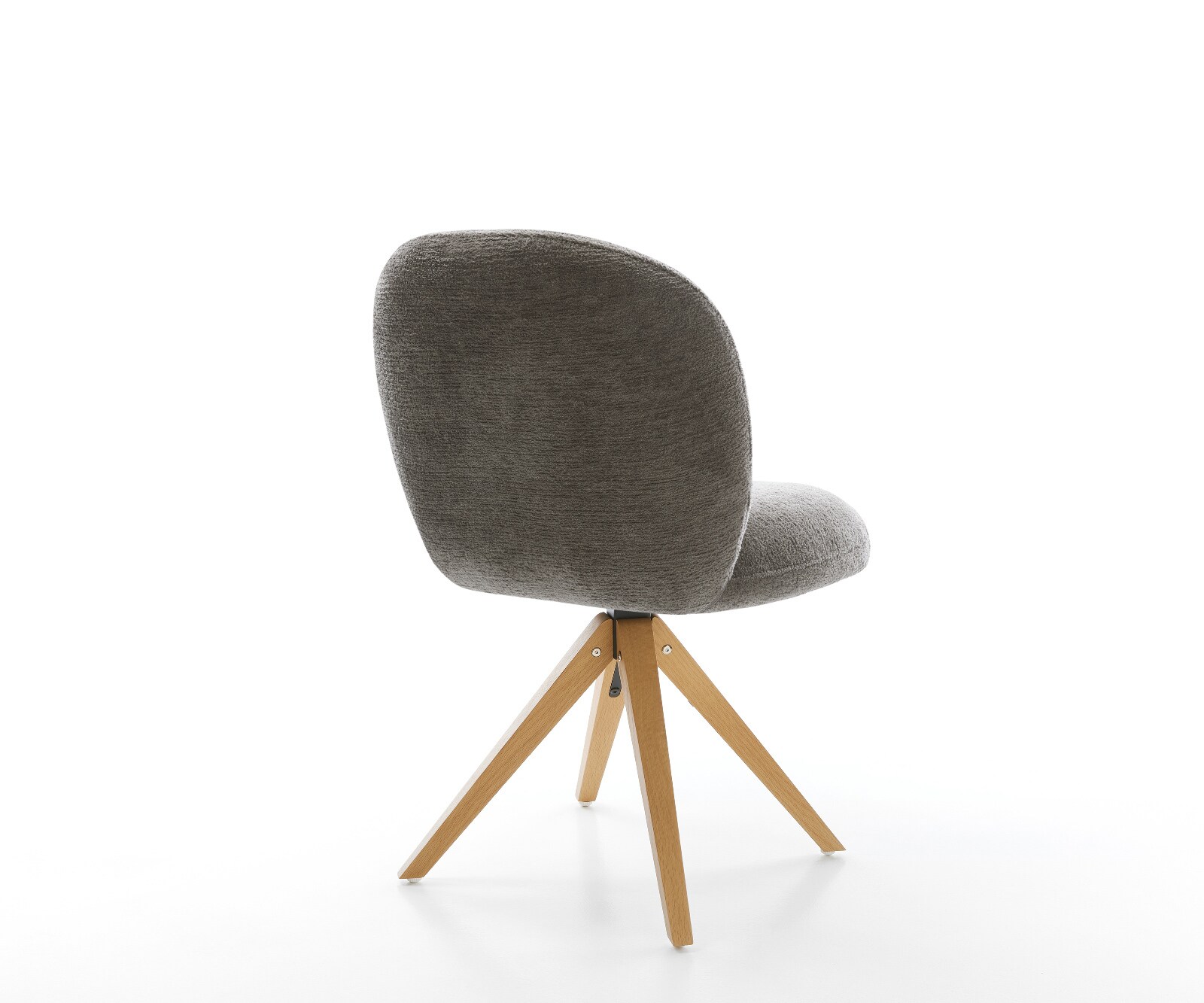 Chaise-pivotante Nube-Flex bouclé doux couleur boue pied en bois angulaire naturel pivotement sur 180° resorts ensachés 4