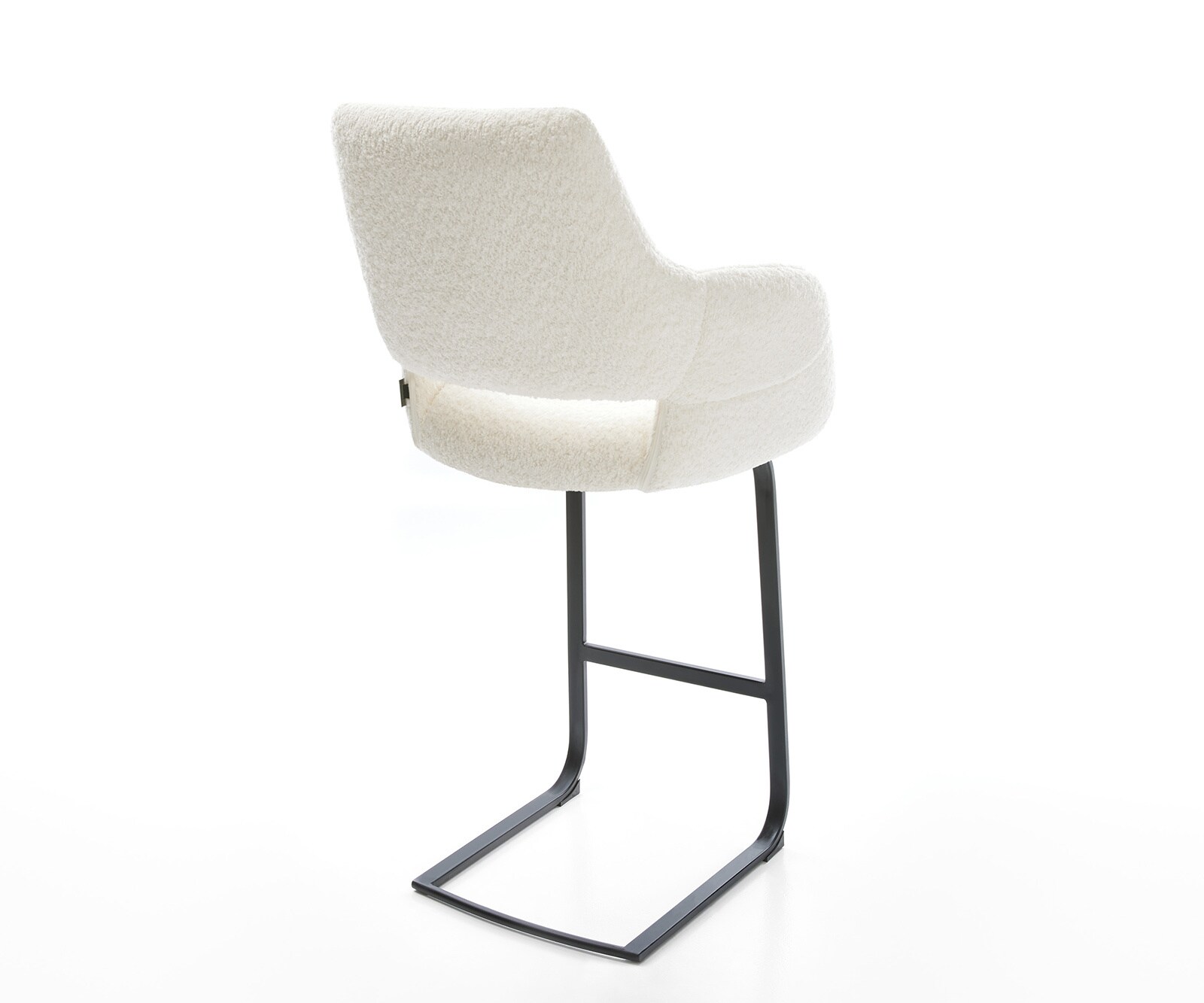 Chaise-de-bar Yago-Flex Bouclé Blanc Piétement luge plat Métal Noir Ressorts ensachés 4