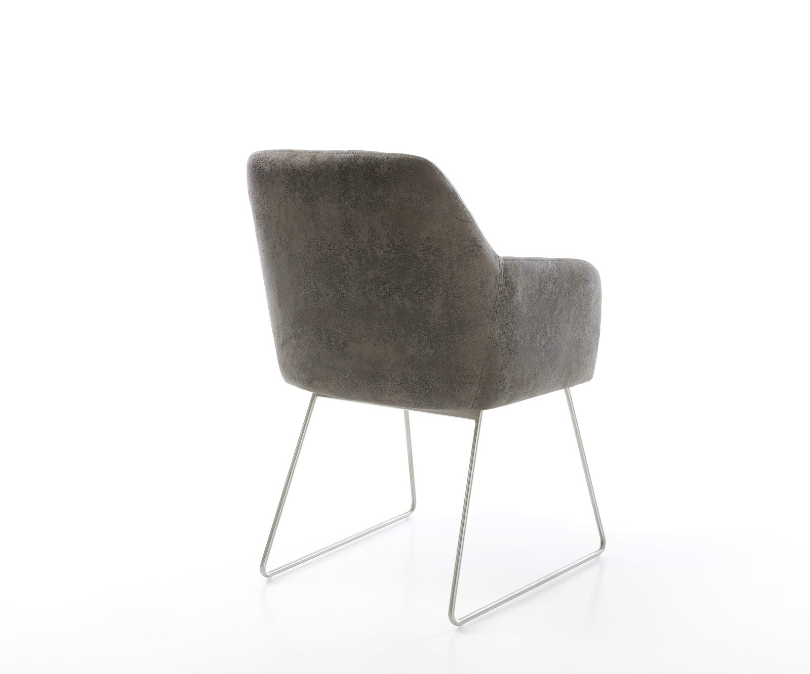 Chaise-de-salle-à-manger Greg-Flex microvelours gris antique pied trapèze acier inoxydable brossé ressorts ensachés 4 Chaise-de-salle-à-manger Greg-Flex microvelours gris antique pied trapèze acier inoxydable brossé ressorts ensachés 4