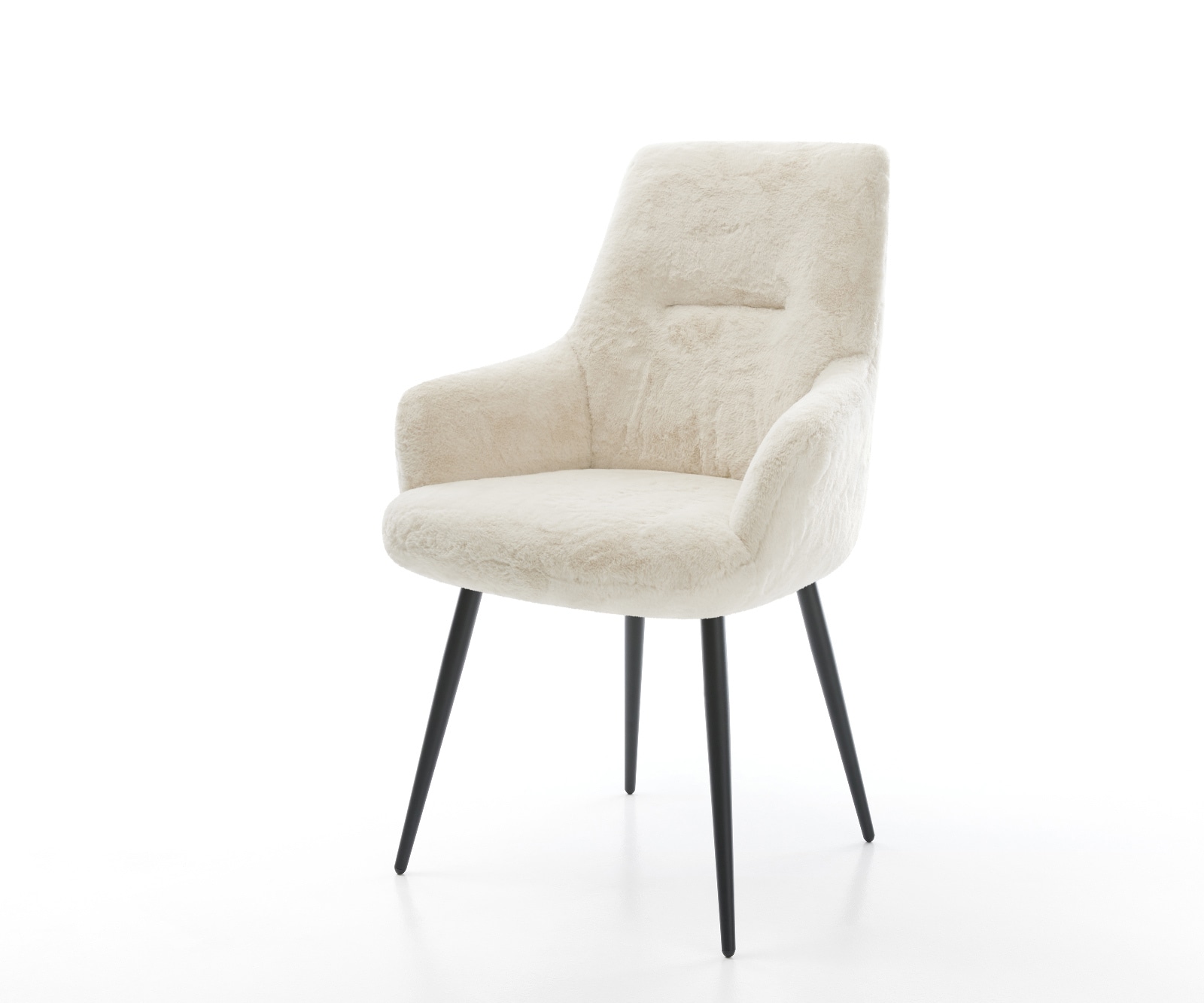 Chaise-de-salle-à-manger Zelia-Flex avec accoudoirs peluche crème-blanc 4 pieds coniques noir resorts ensachés 1