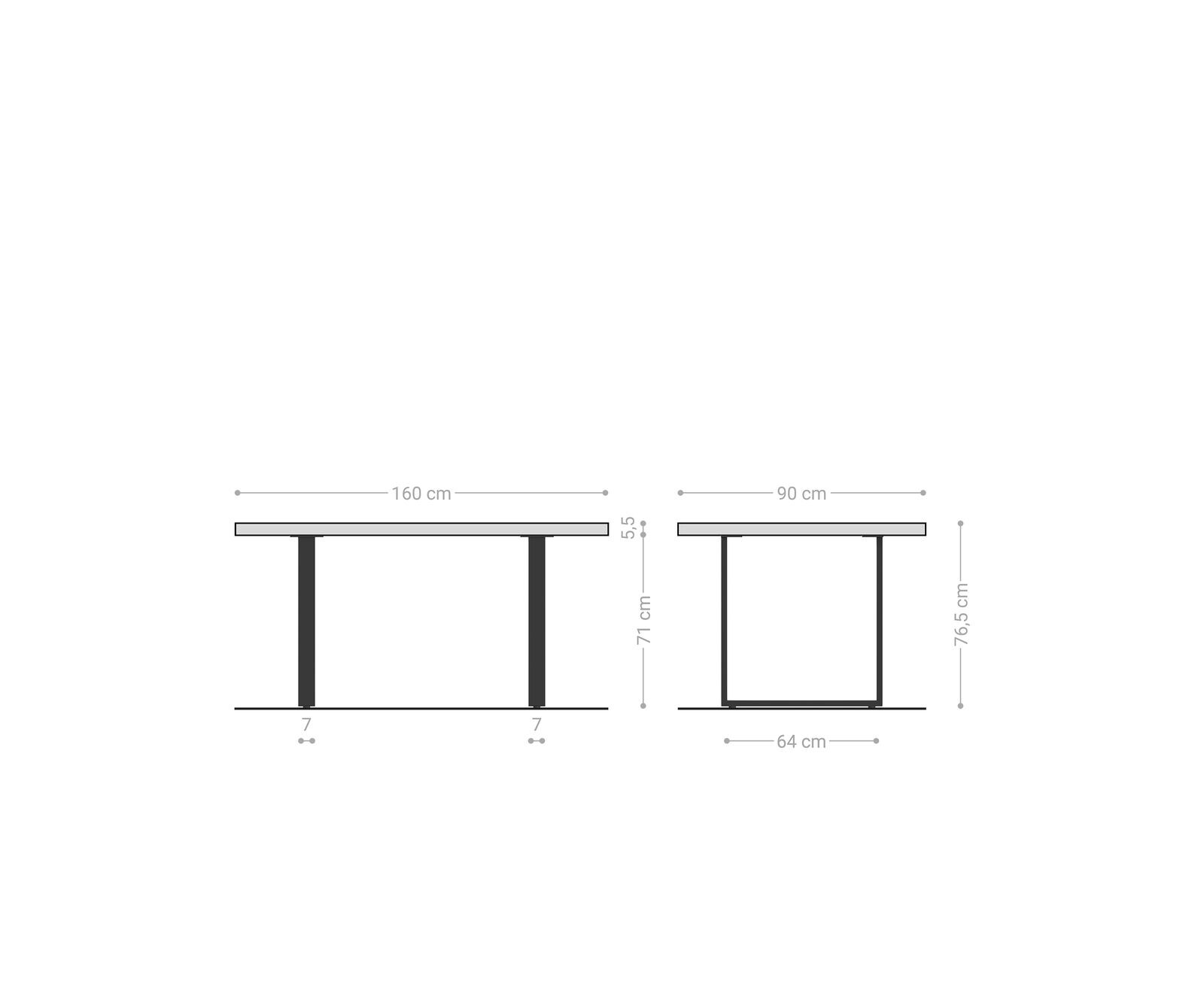 Table à manger Edge 160x90 XL acacia nature patin noir Live-Edge 6 Table à manger Edge 160x90 XL acacia nature patin noir Live-Edge 6