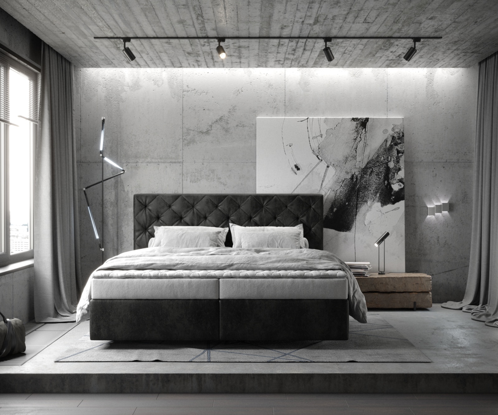 Lit à sommier tapissier Dream-Great 180x200 Microfibre Anthracite Vintage 1 Lit à sommier tapissier Dream-Great 180x200 Microfibre Anthracite Vintage 1