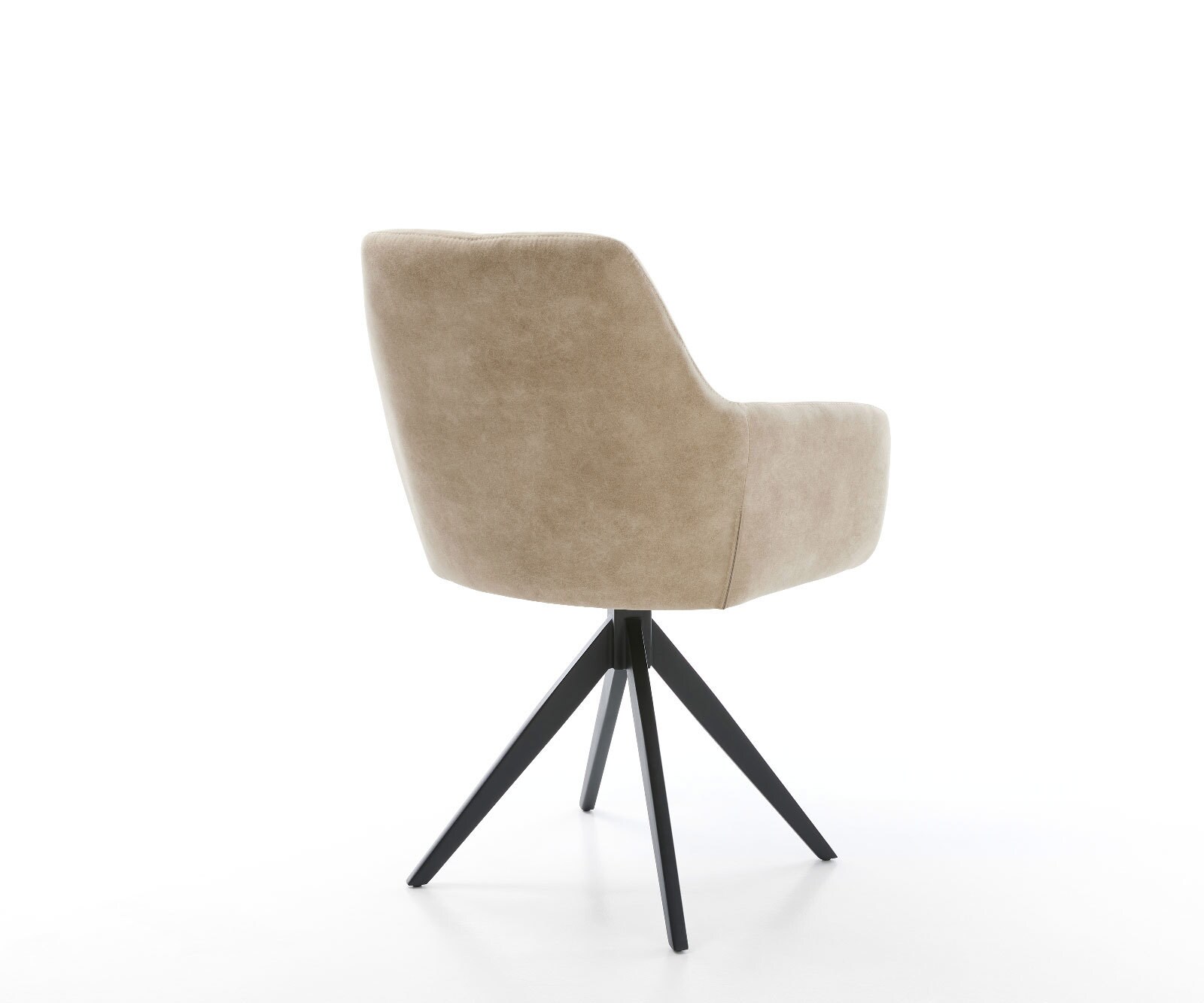 Chaise-de-salle-à-manger Pejo-Flex microvelours beige vintage pied croisé angulaire noir ressorts ensachés 4