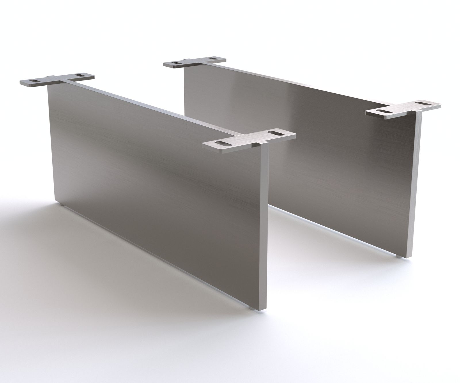Pied-aspect-flottant 20 cm inox brossé pour meubles à caisson de profondeur 60cm (set de 2)