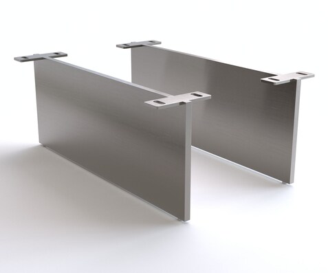 Pied-aspect-flottant 20 cm inox brossé pour meubles à caisson de profondeur 60cm (set de 2)