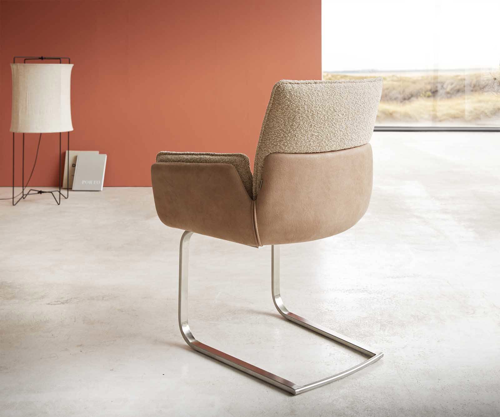 Cantilever Nela-Flex tissu mixte couleur boue pied cantilever plat acier inoxydable brossé 4 Cantilever Nela-Flex tissu mixte couleur boue pied cantilever plat acier inoxydable brossé 4