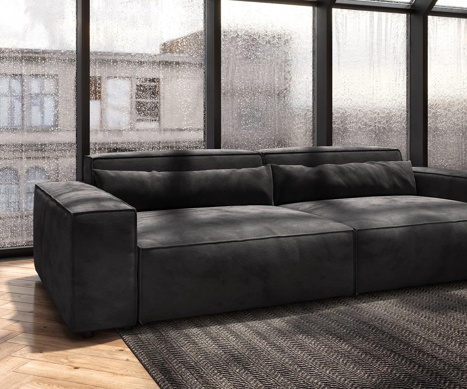 Grand Canapé Sirpio XL 270x130 cm Microfibre Noir 5