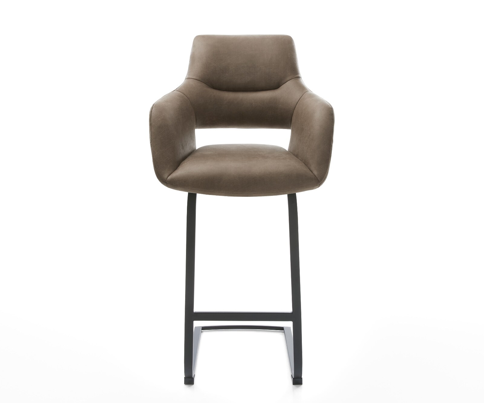 Chaise-de-bar Yago-Flex Microfibre Taupe Vintage Pied cantilever plat noir Noir Ressort ensaché 2