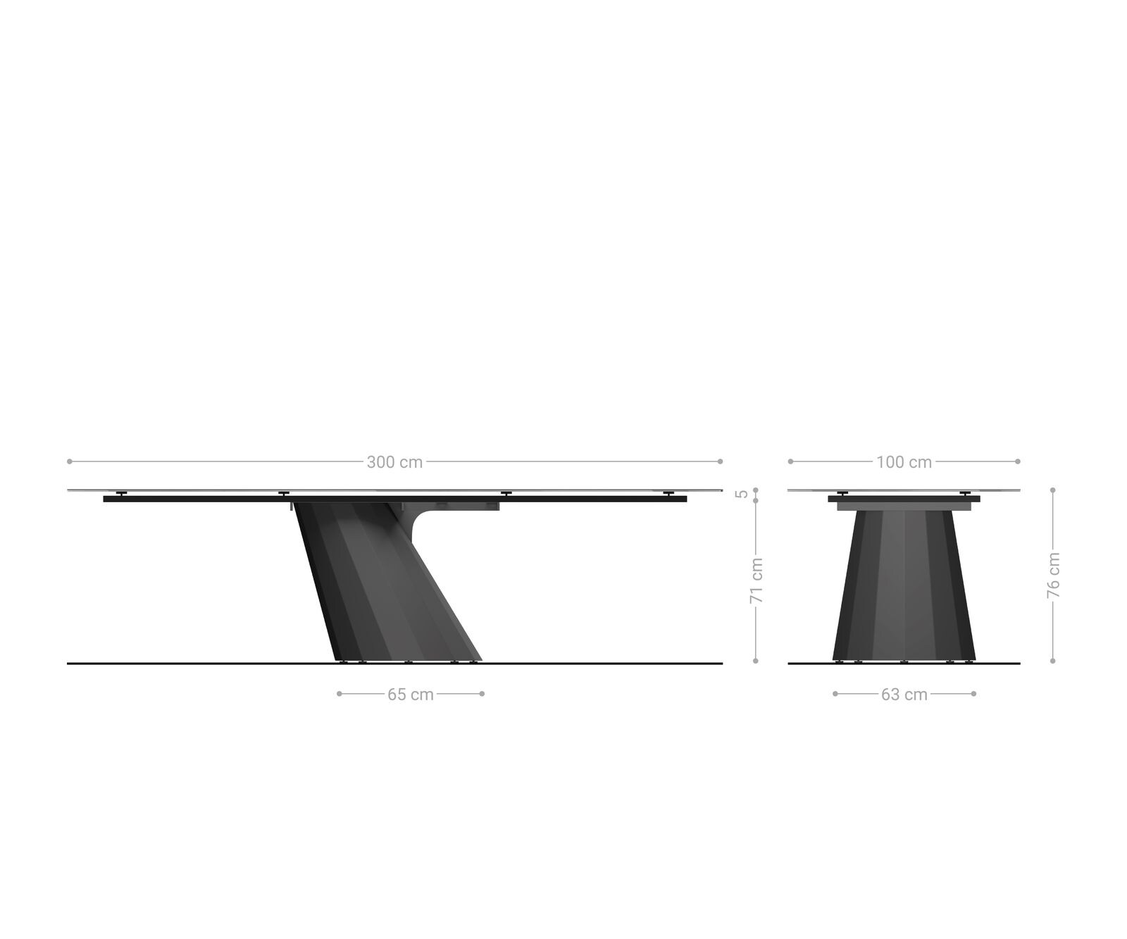 Table à manger Edge 300x100 céramique Laminam® Emperador Extra Lucidato marron foncé parabole métallique doré 8