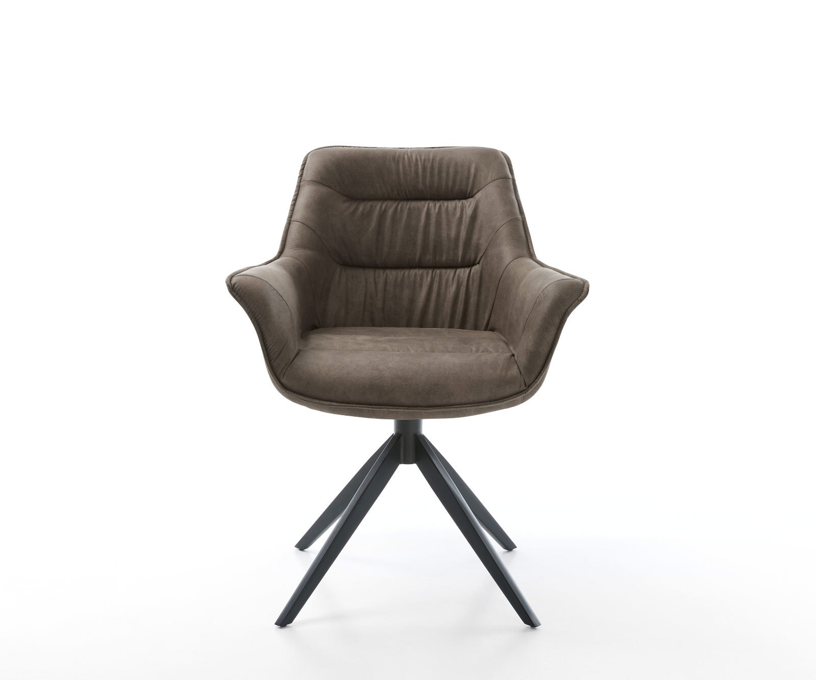 Chaise-de-salle-à-manger Kaira-Flex microvelours taupe vintage pied croisé large noir 2