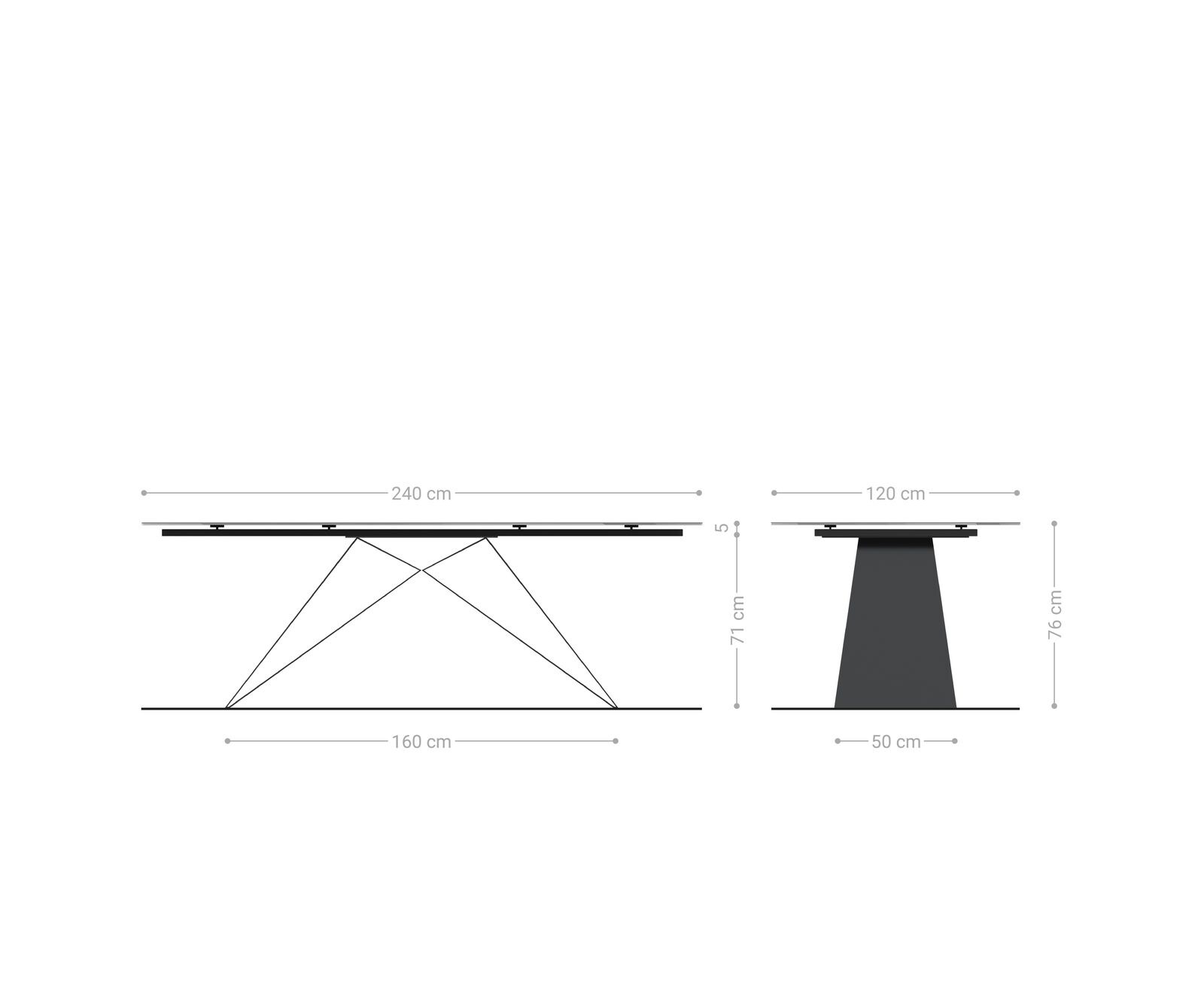 Table à manger Edge Oval 240x120 Céramique Iris FMG Onice Oro Piétement en V Acier plat noir 6 Table à manger Edge Oval 240x120 Céramique Iris FMG Onice Oro Piétement en V Acier plat noir 6