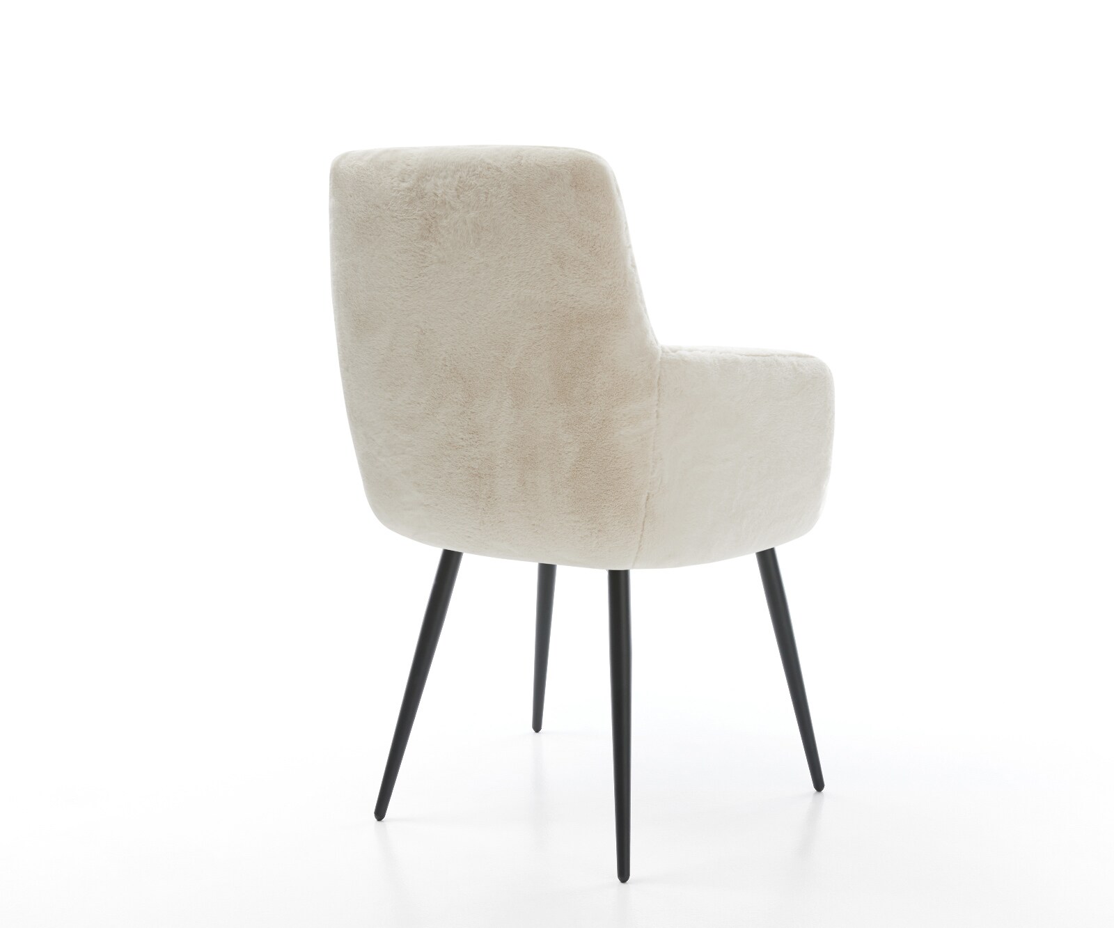 Chaise-de-salle-à-manger Heira-Flex avec accoudoirs peluche crème-blanc 4 pieds coniques noir resorts ensachés 5