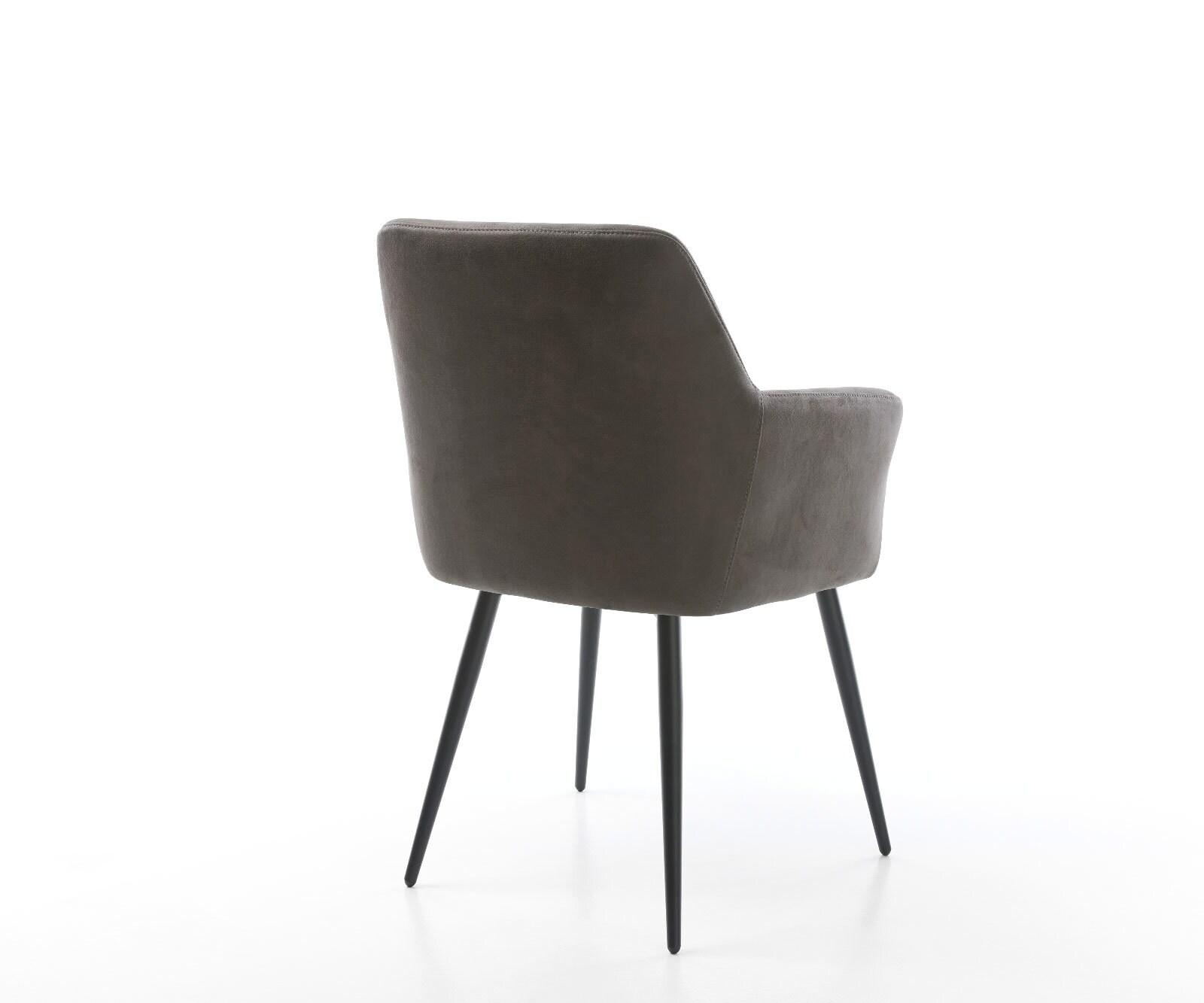 Chaise-de-salle-à-manger Xana-Flex avec accoudoirs microvelours anthracite vintage 4 pieds coniques noir ressorts ensachés 4