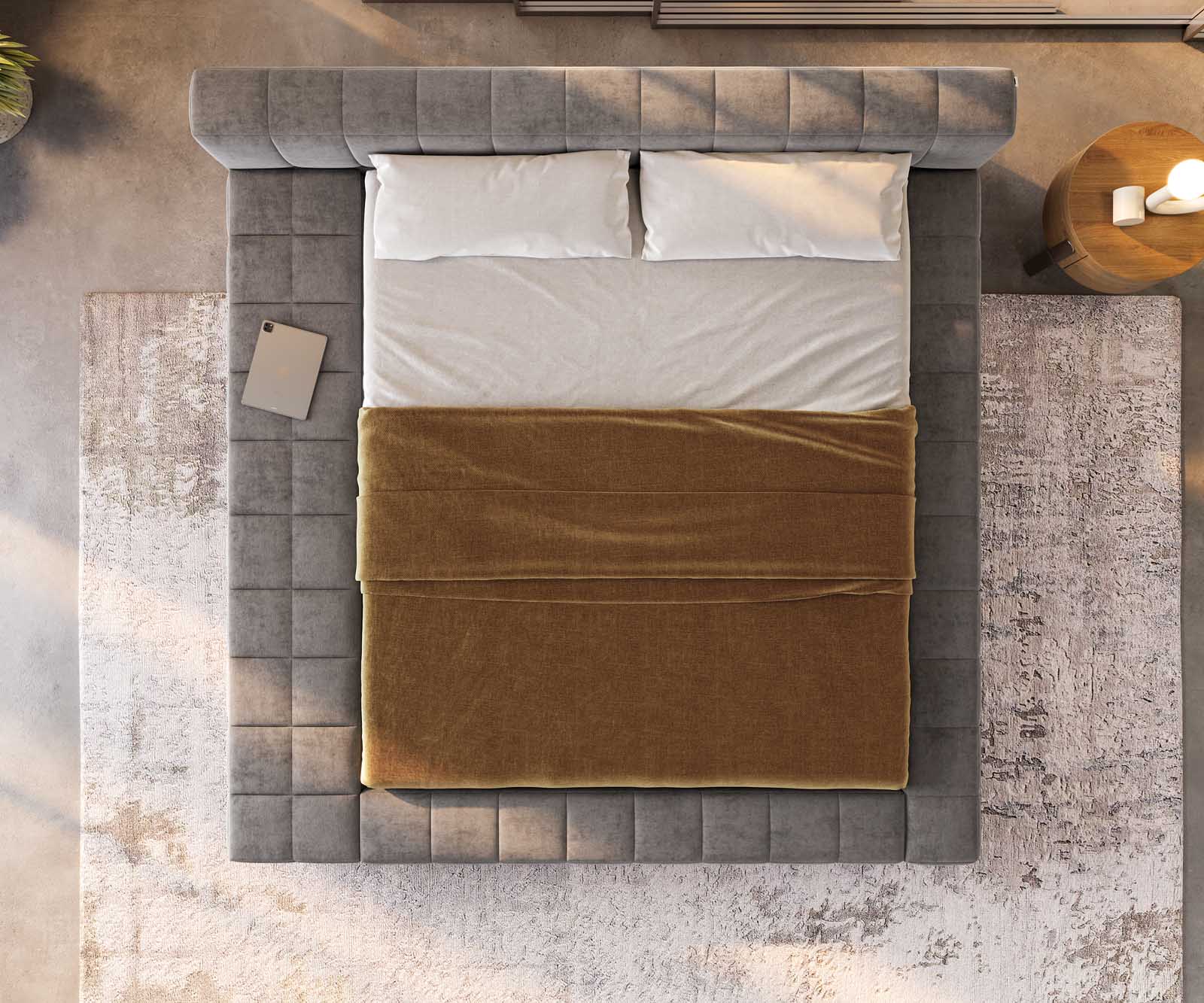 Sommier-Espazio 180x200 cm microfibre grise avec espace de rangement 4
