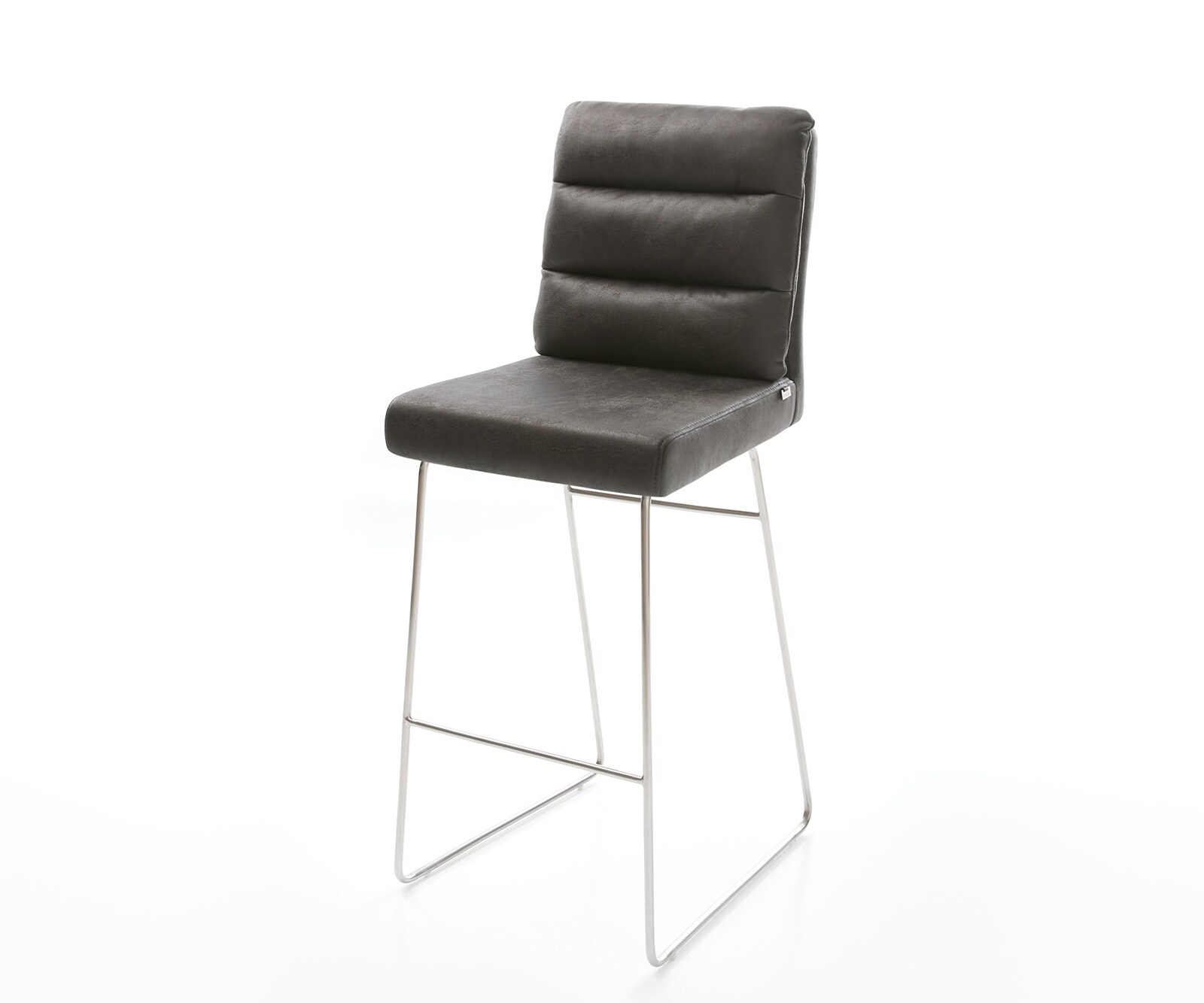 Chaise-de-bar Pela-Flex vintage anthracite cadre patin acier inoxydable