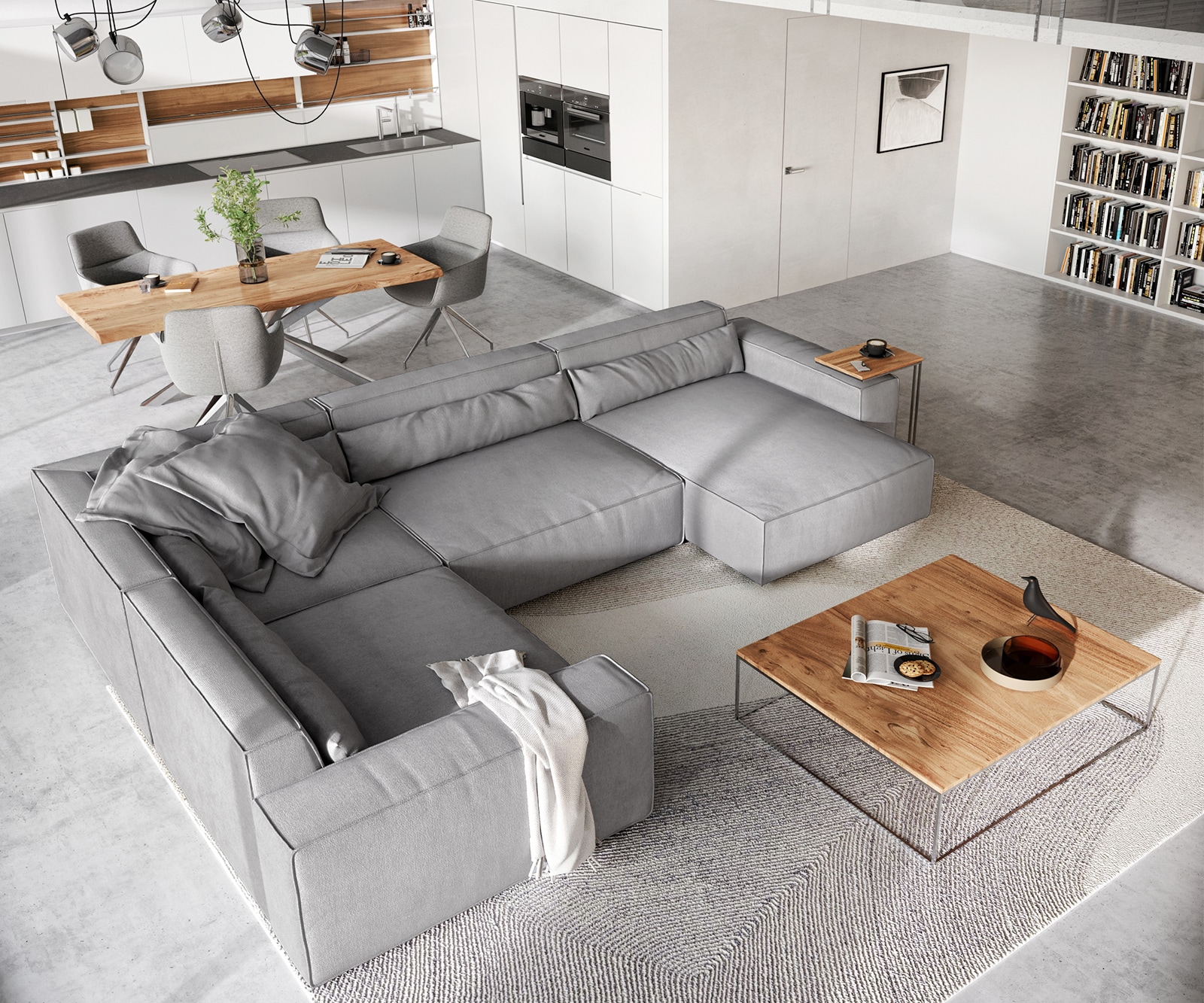 Canapé panoramique Sirpio XL 360x260 cm Microfibre Gris Recamiere variable 3 Canapé panoramique Sirpio XL 360x260 cm Microfibre Gris Recamiere variable 3