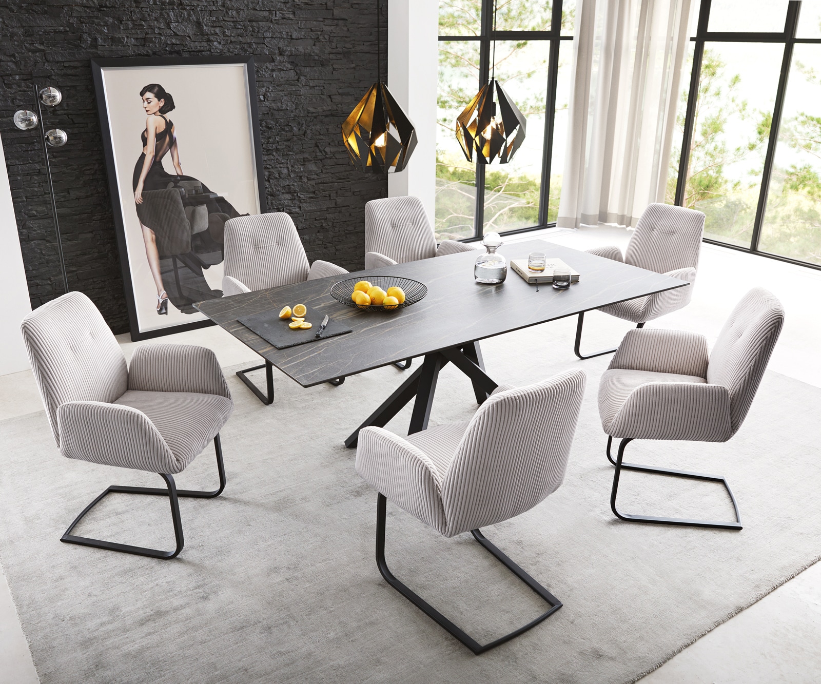 Cantilever Zoa-Flex côtelé gris argenté pied cantilever plat noir ressorts ensachés 3 Cantilever Zoa-Flex côtelé gris argenté pied cantilever plat noir ressorts ensachés 3