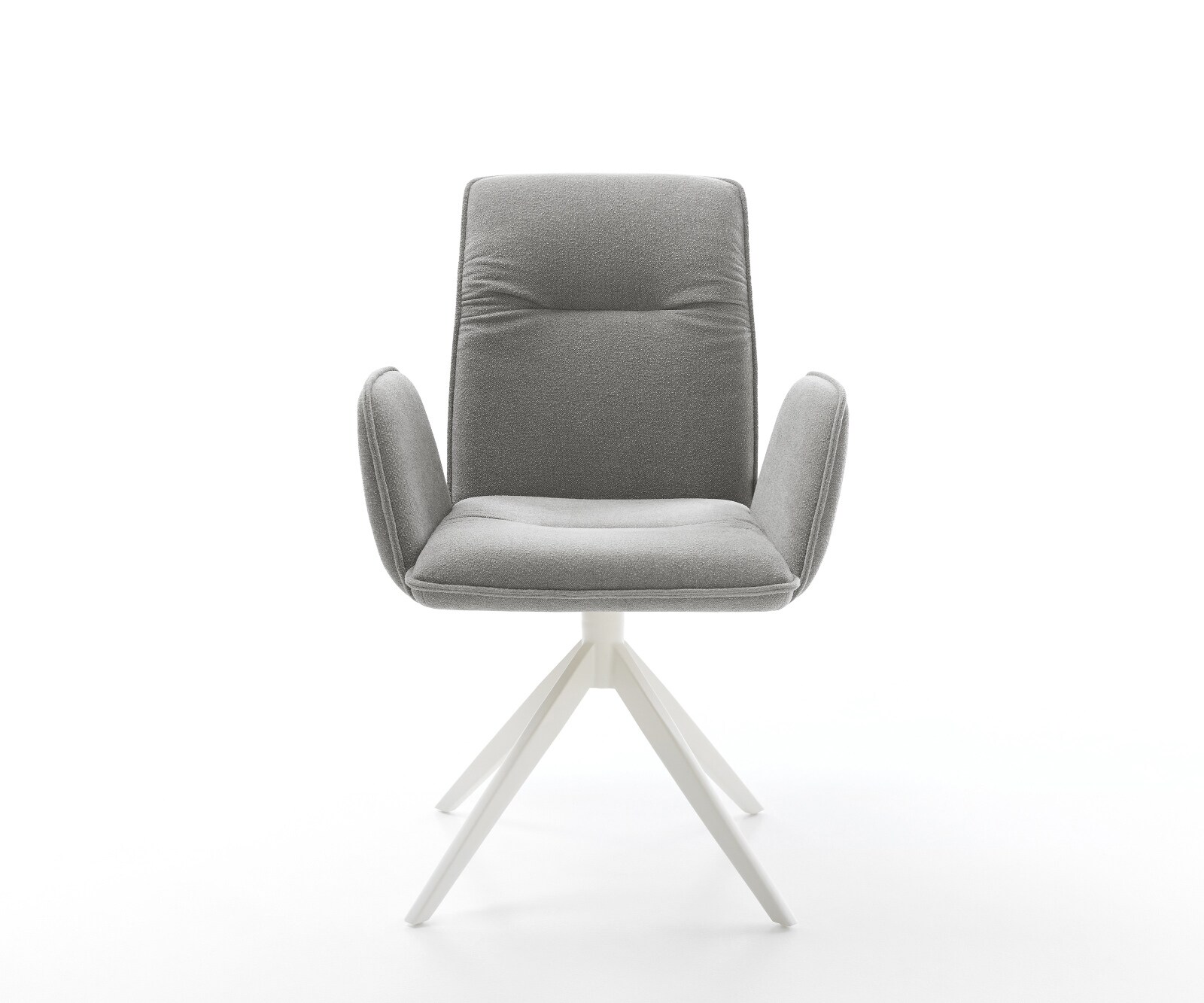 Chaise-pivotante Vinja-Flex tissu structuré doux gris pied croisé large blanc pivotement sur 360° fonction bascule 2