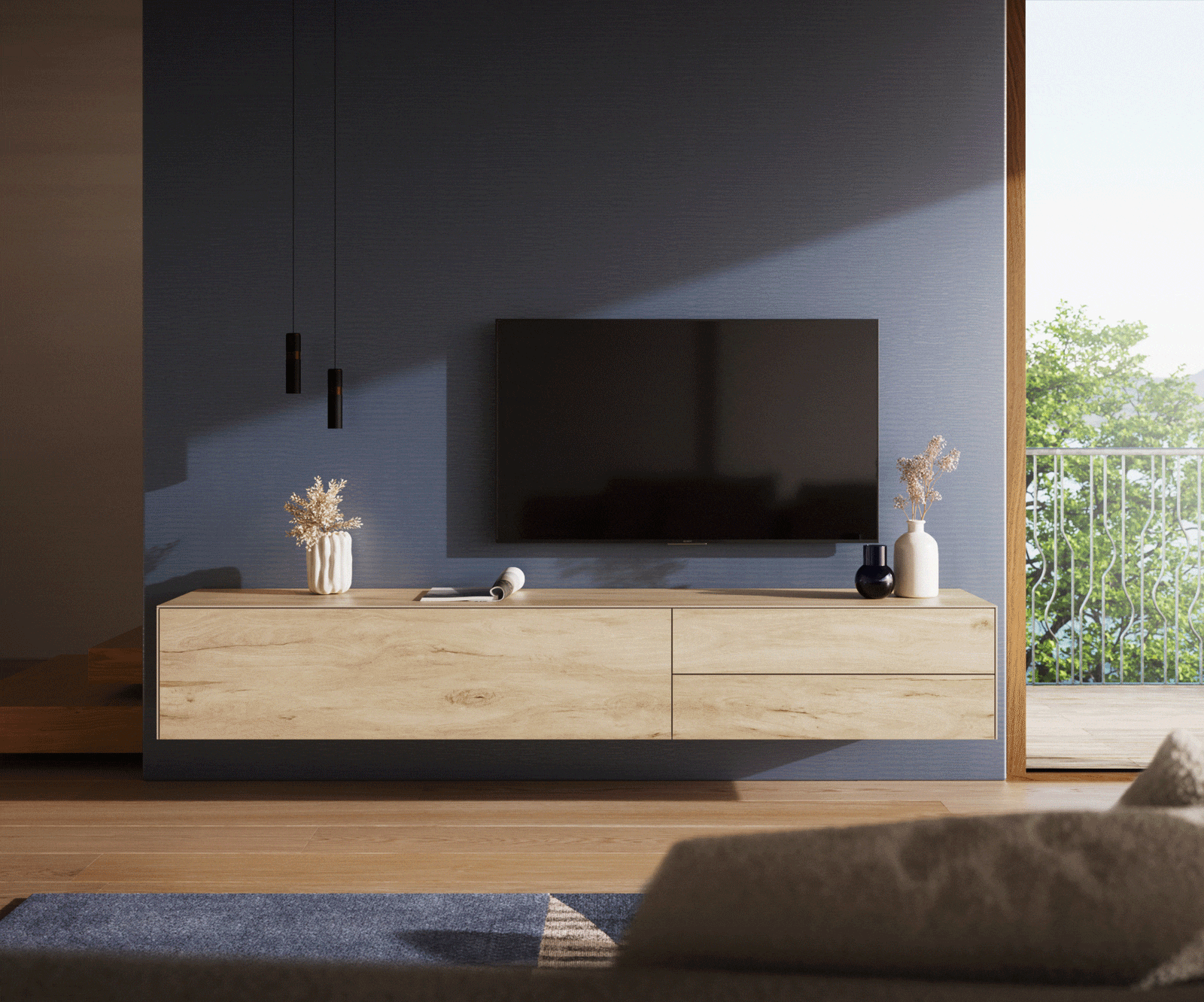 Meuble-TV Cuor 220 cm Céramique Laminam® Sabbia Teinte chêne 1 Clapet 2 Tiroirs Flottant 3 Meuble-TV Cuor 220 cm Céramique Laminam® Sabbia Teinte chêne 1 Clapet 2 Tiroirs Flottant 3