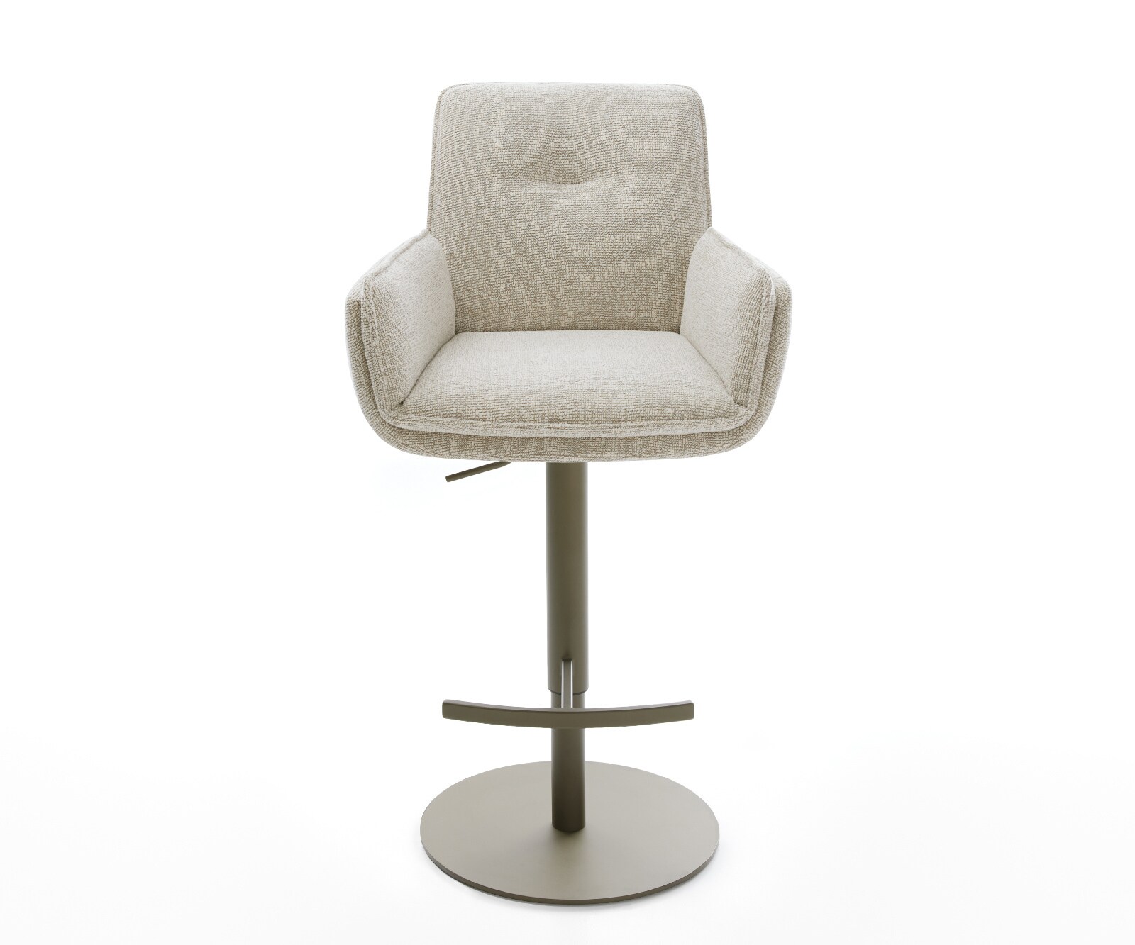 Chaise-de-bar Nela-Flex Tissu tissé doux Beige Pied pivotant réglable en hauteur couleur titane Couleur titane 2