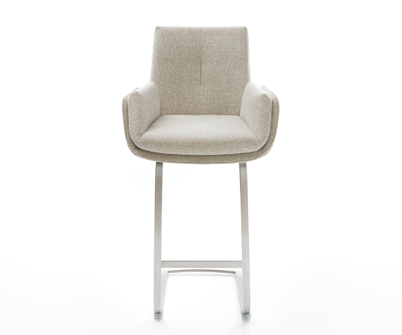Chaise-de-bar Clea-Flex Tissu tissé doux Beige Pied cantilever acier inoxydable Argent 1