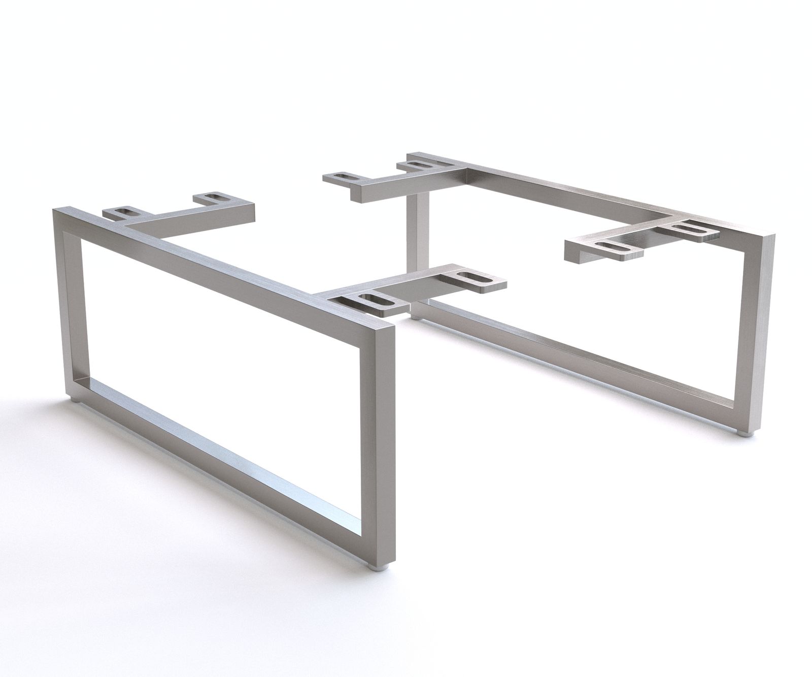 Pied-patin étroit 15 cm inoxydable brossé pour meubles à caisson de profondeur 40-45 cm (lot de 2)