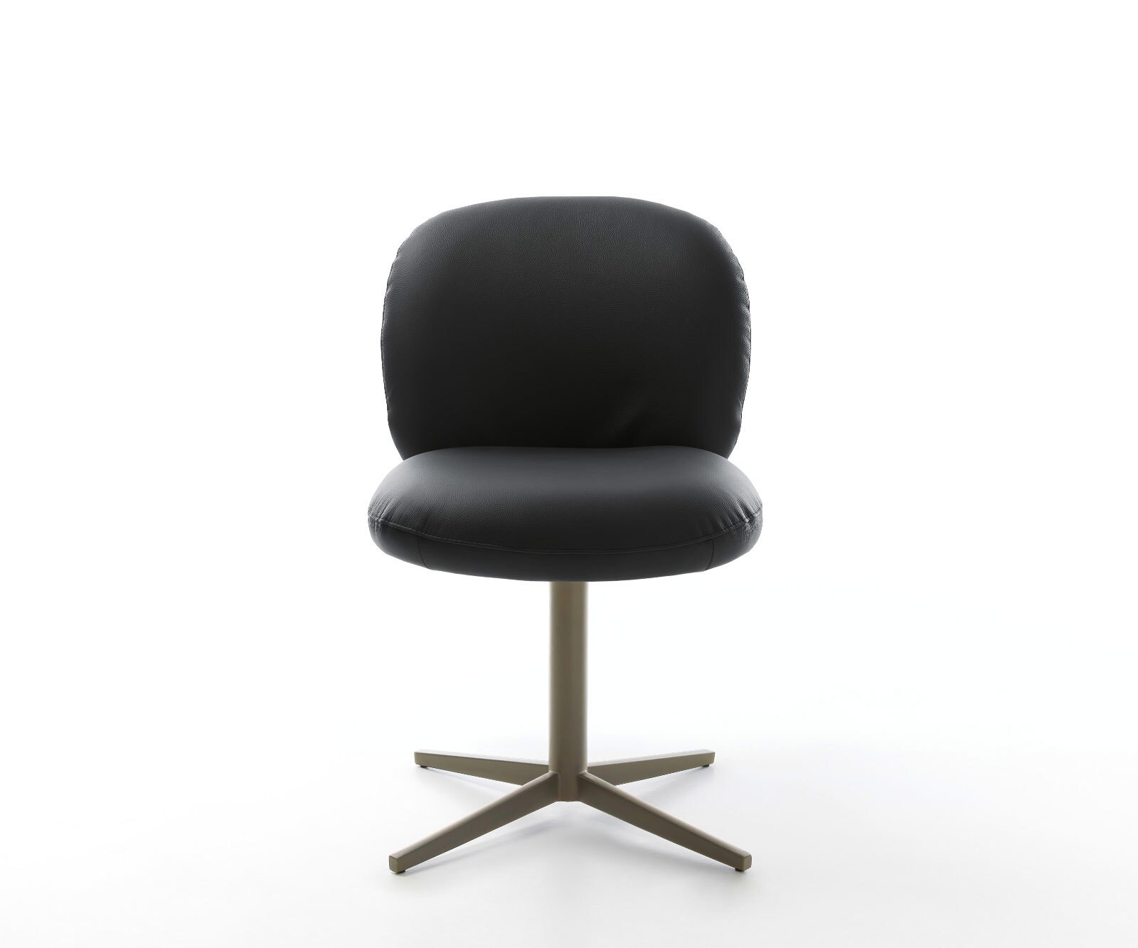 Chaise-pivotante Nube-Flex cuir de vache noir pied de chaise 4 branches aspect titane pivotement sur 360° ressorts ensachés 2