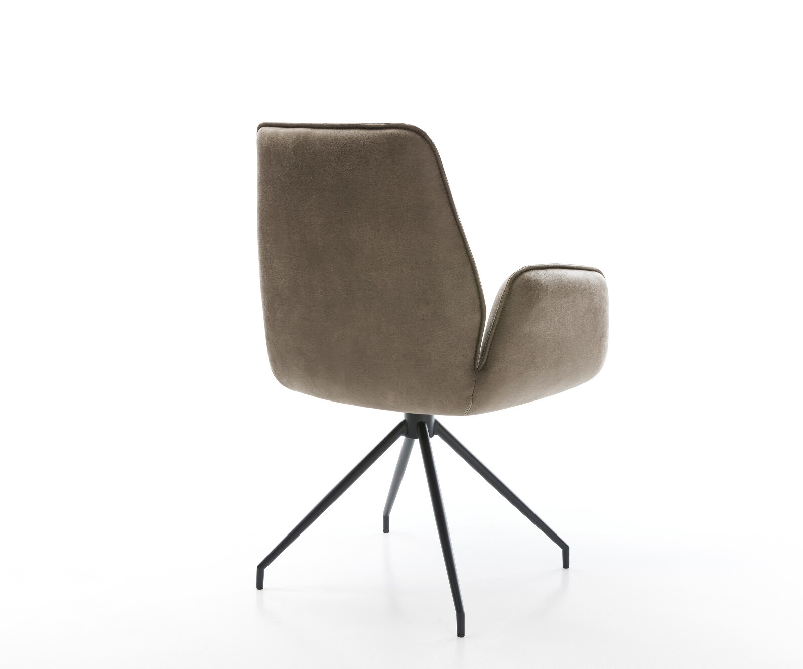 Chaise-de-salle-à-manger Zoa-Flex microvelours taupe vintage pied croisé conique noir ressorts ensachés 5