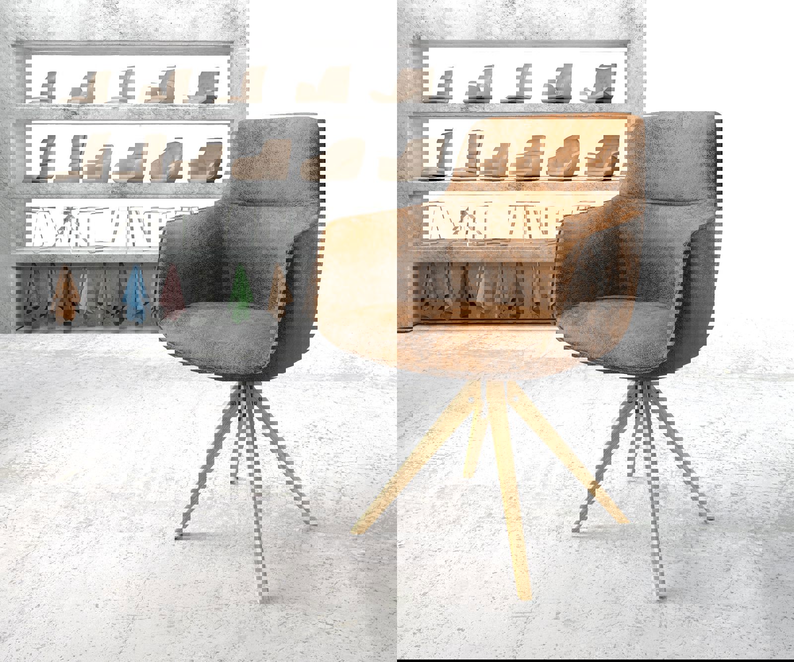 Chaise-pivotante Pejo-Flex brun antique cadre en bois angulaire pivote sur 180° Chaise-pivotante Pejo-Flex brun antique cadre en bois angulaire pivote sur 180°