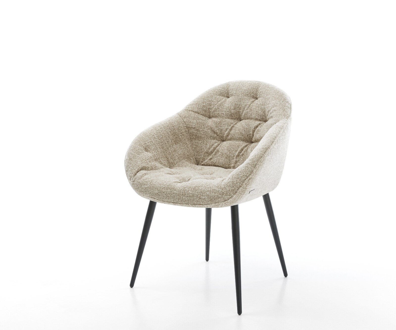 Chaise-de-salle-à-manger Gaio-Flex tissu tissé doux beige 4 pieds coniques noir 1