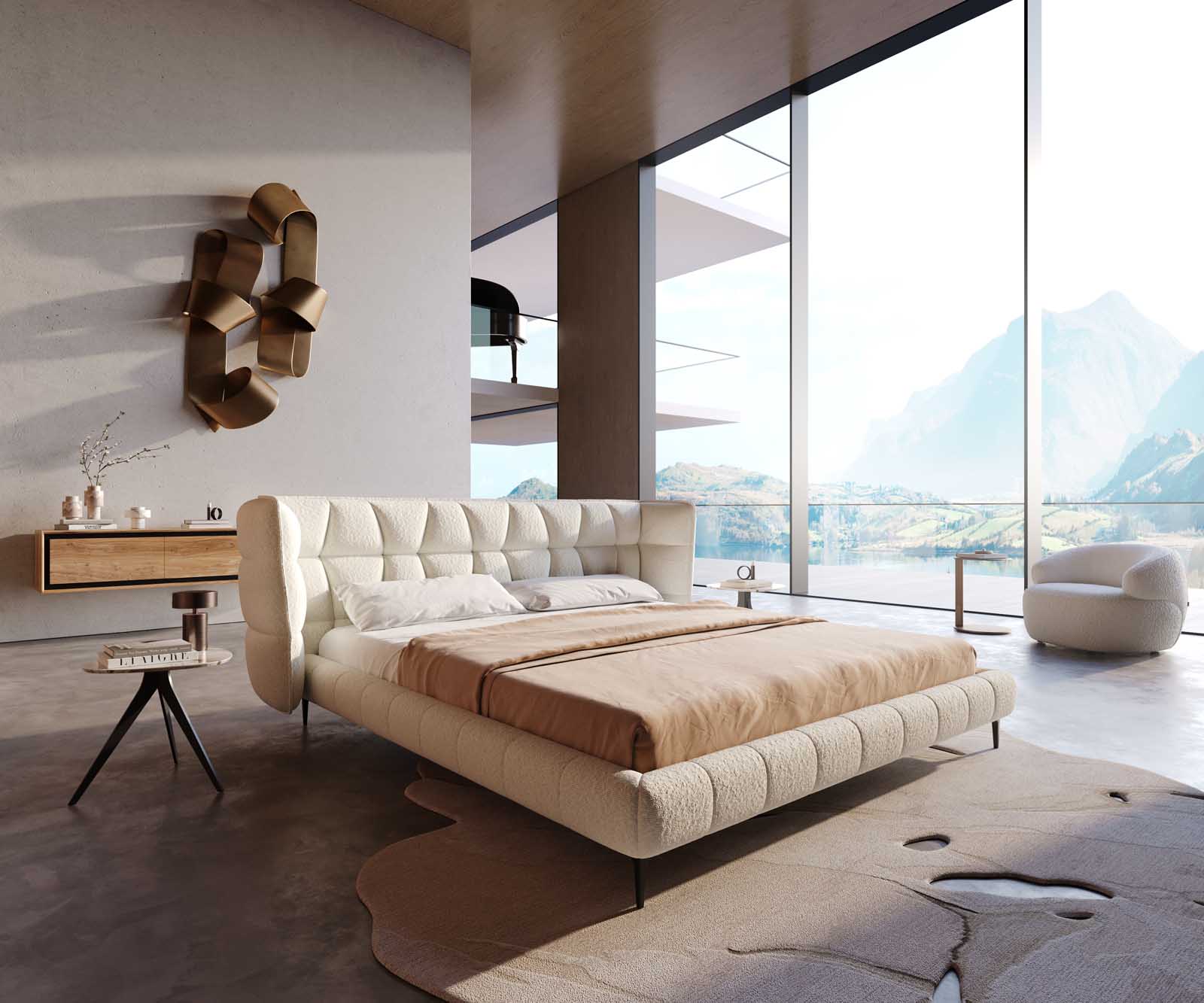 Sommier Capujo 180x200 cm Bouclé Crème-Blanc Sommier Capujo 180x200 cm Bouclé Crème-Blanc