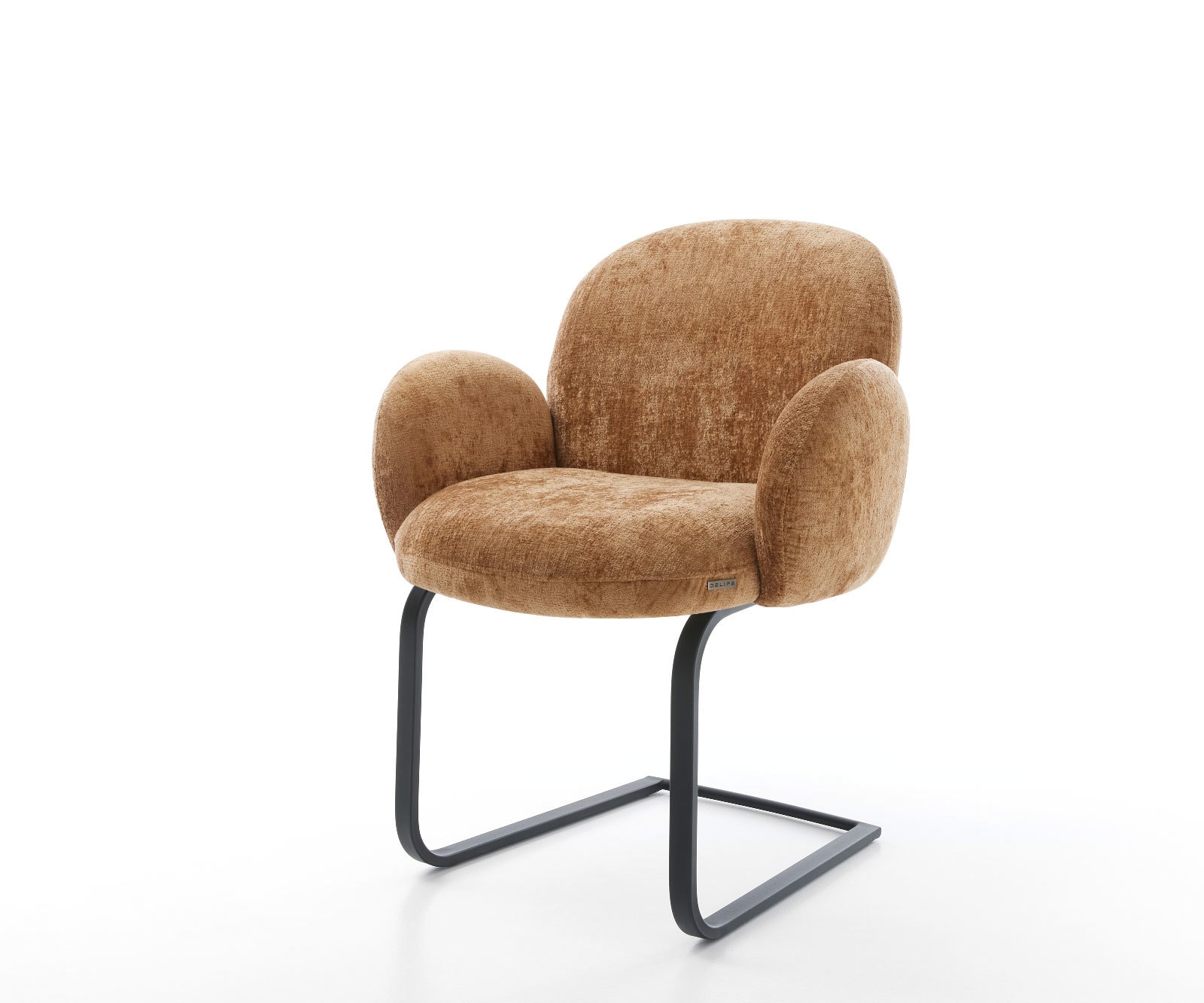 Cantilever Nube-Flex avec accoudoirs chenille rouille pied cantilever plat noir ressorts ensachés Cantilever Nube-Flex avec accoudoirs chenille rouille pied cantilever plat noir ressorts ensachés