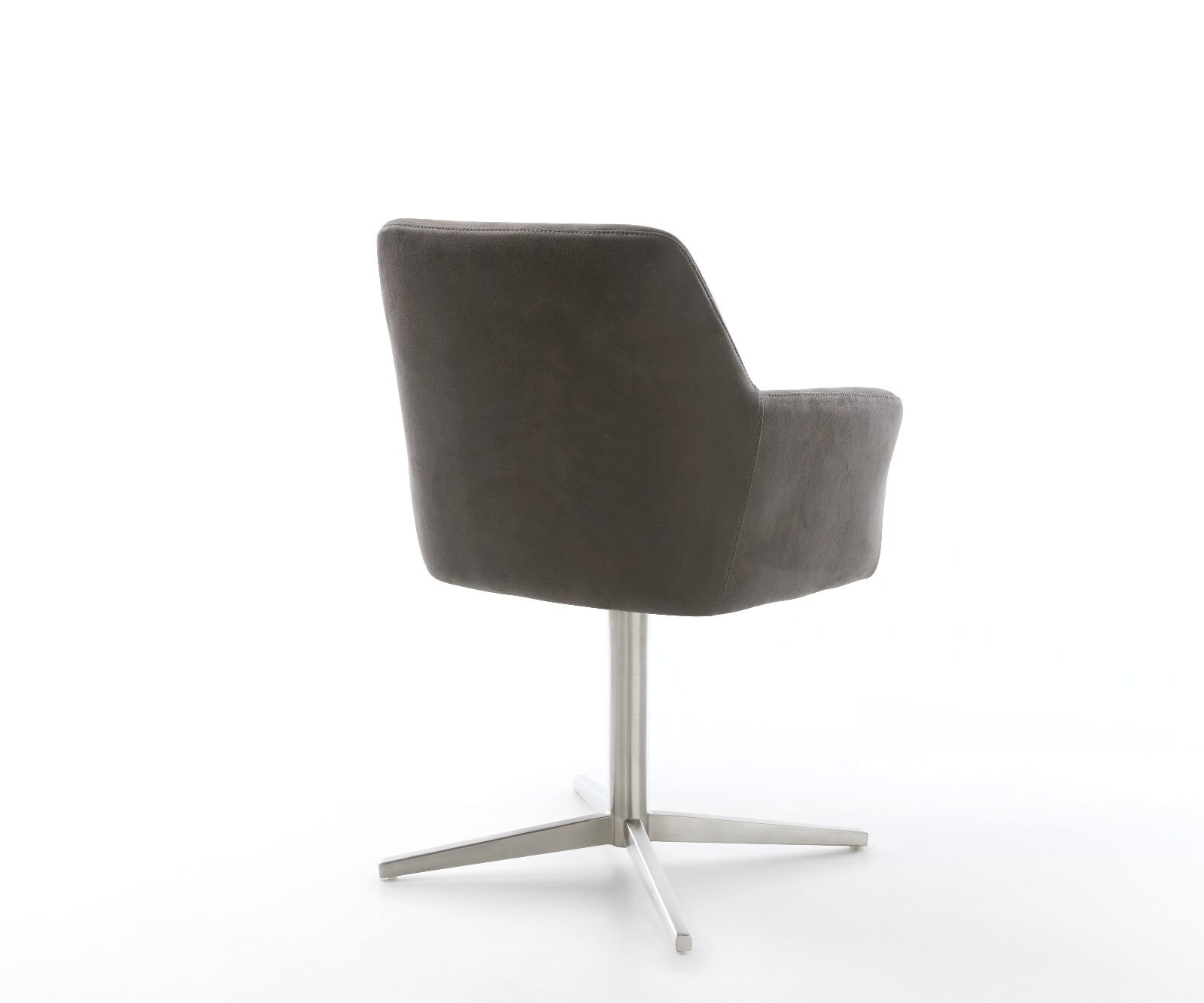 Chaise-pivotante Xana-Flex avec accoudoirs microvelours anthracite vintage pied de chaise 4 branches acier inoxydable brossé pivotement sur 360° ressorts ensachés 3