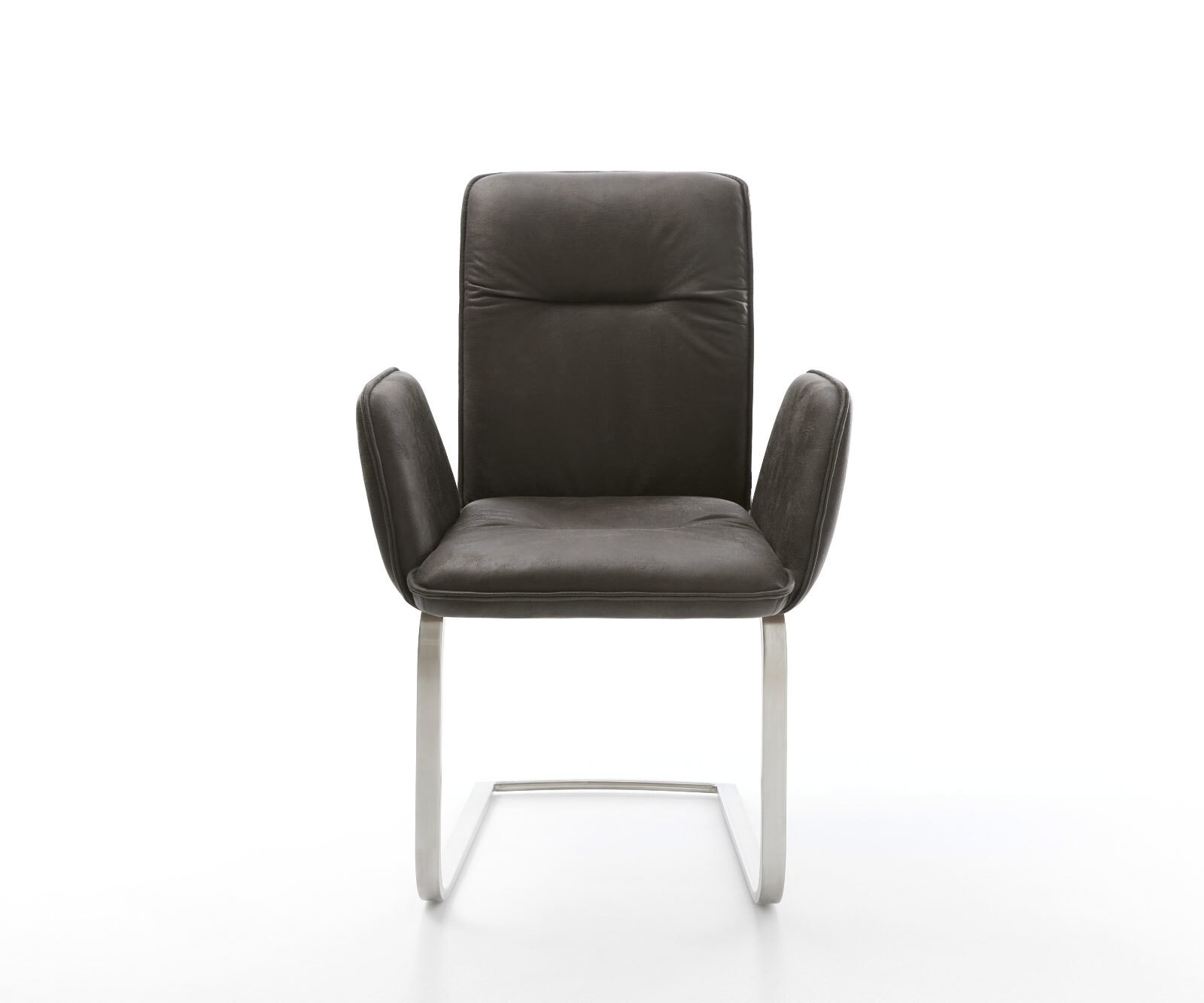 Cantilever Vinja-Flex microvelours anthracite vintage pied cantilever plat acier inoxydable brossé 1