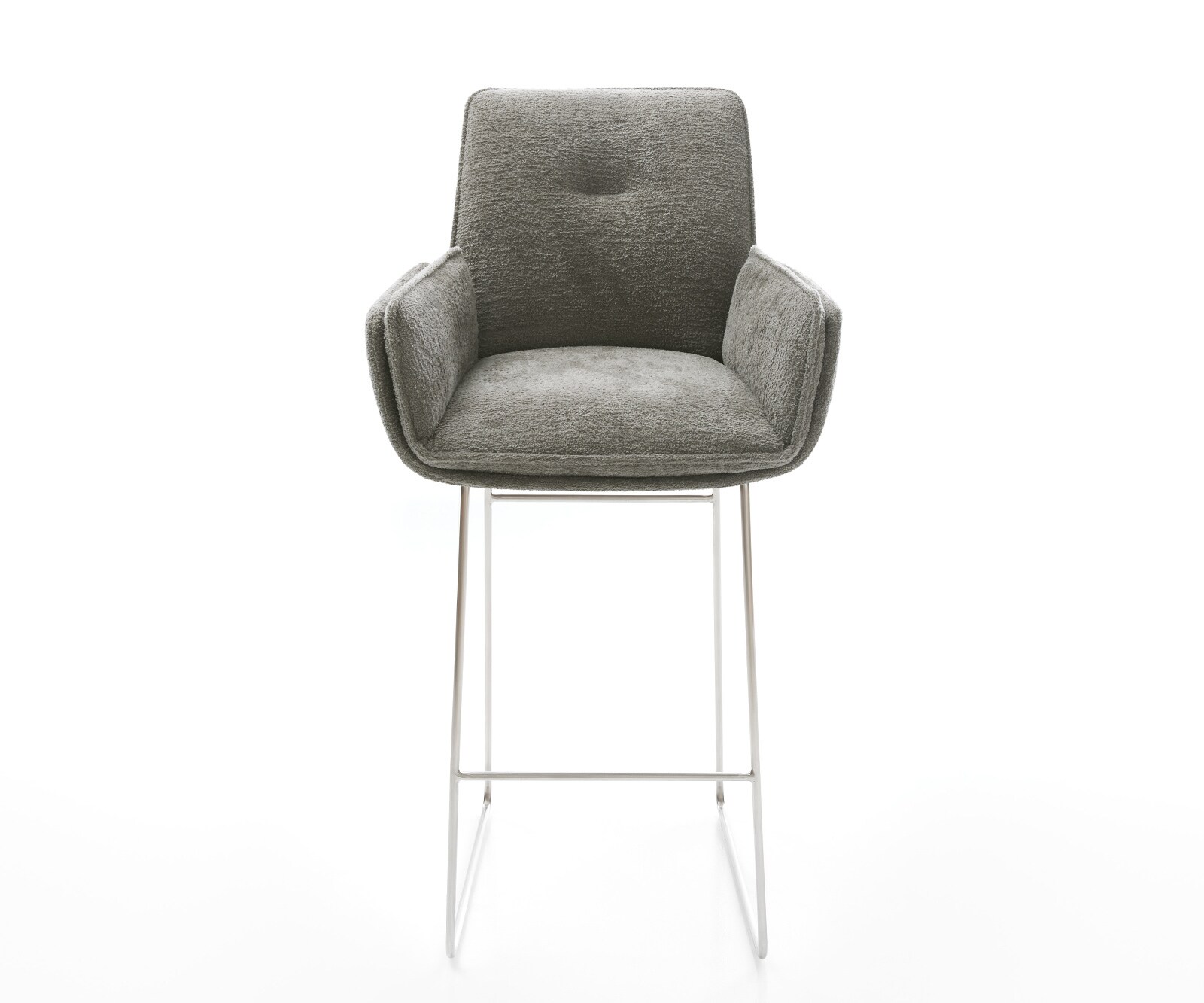 Chaise-de-bar Nela-Flex Bouclé doux Boue Pied trapèze acier inoxydable Argent 1