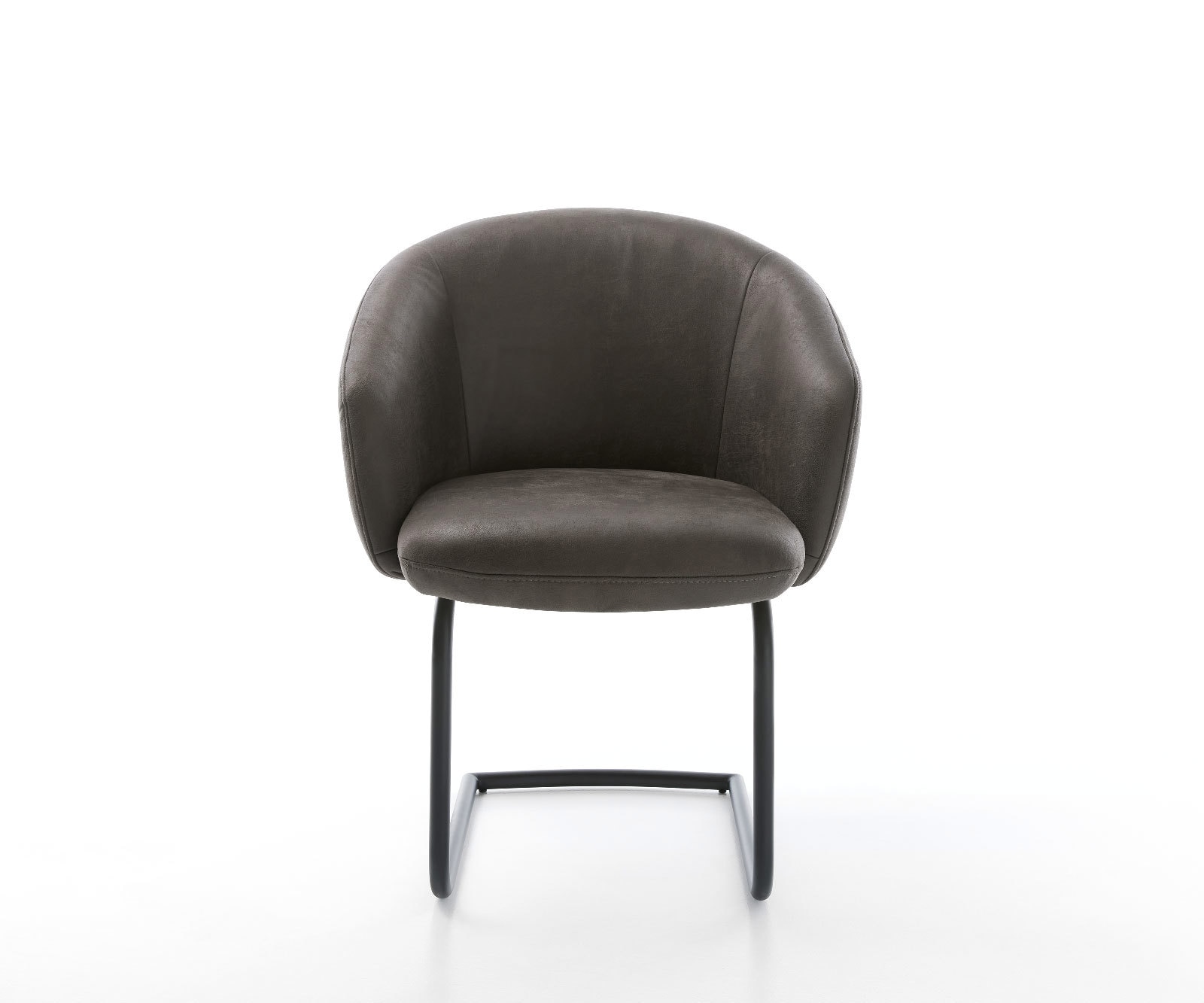 Cantilever Caja-Flex avec accoudoirs microvelours anthracite vintage pied cantilever rond noir ressorts ensachés 2