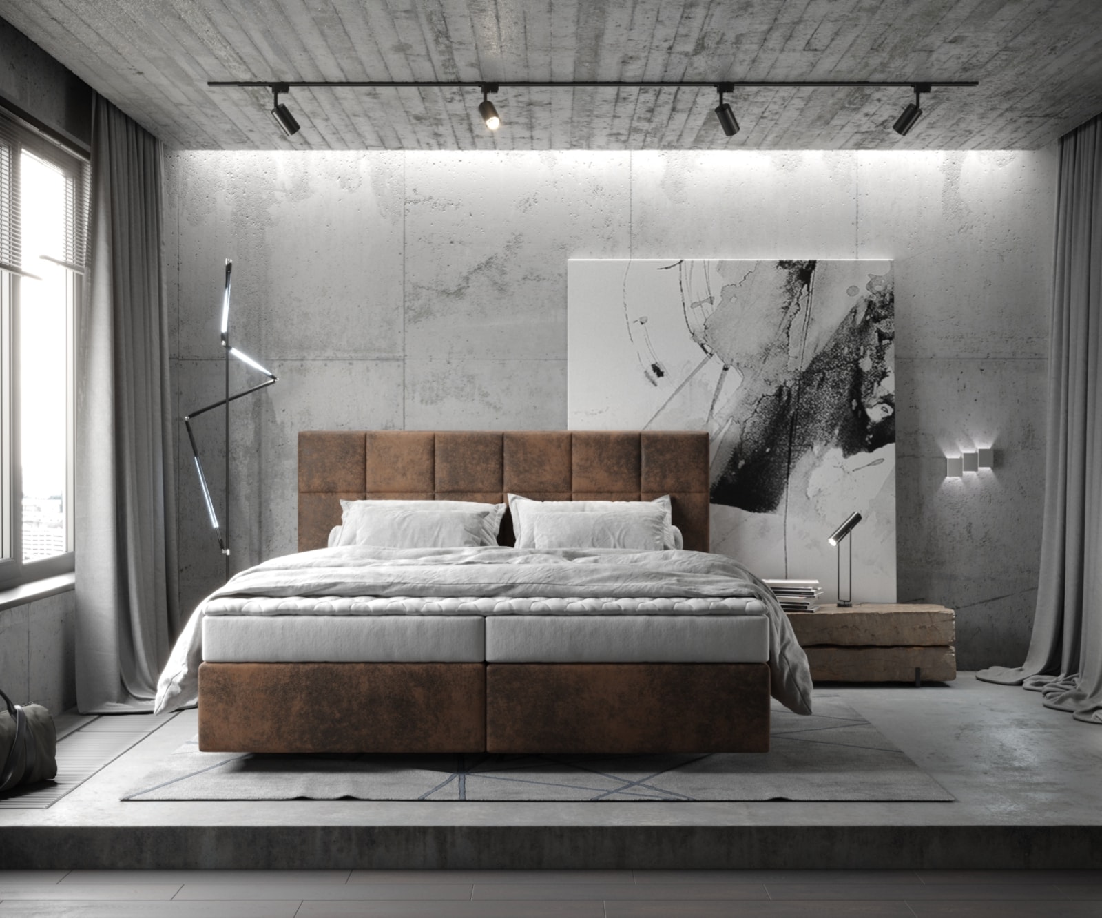 Lit à sommier tapissier Dream-Fine 180x200 Microfibre Braun 1 Lit à sommier tapissier Dream-Fine 180x200 Microfibre Braun 1