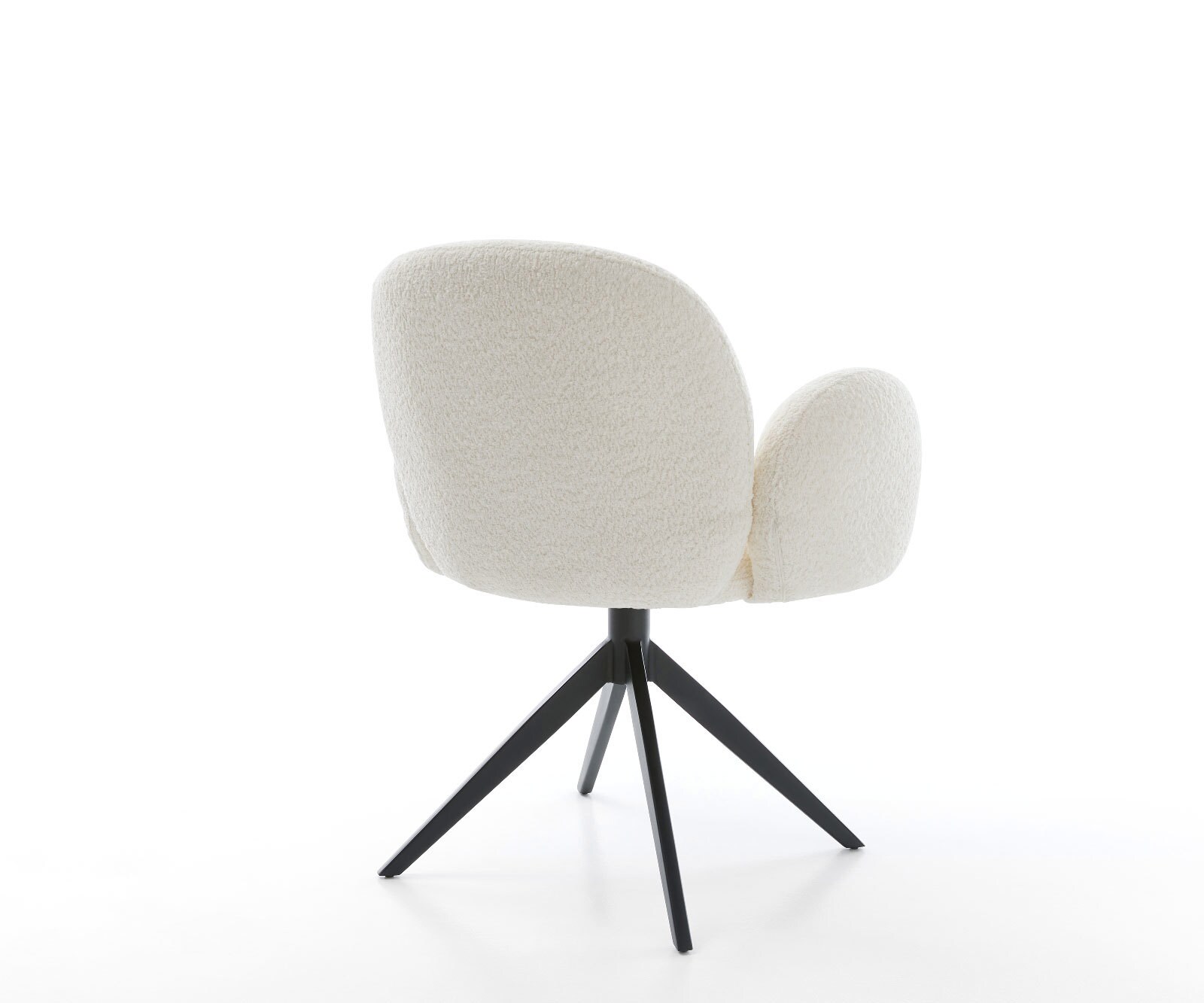 Chaise-pivotante Nube-Flex bouclé blanc pied croisé large noir pivotement sur 360° fonction bascule ressorts ensachés 4