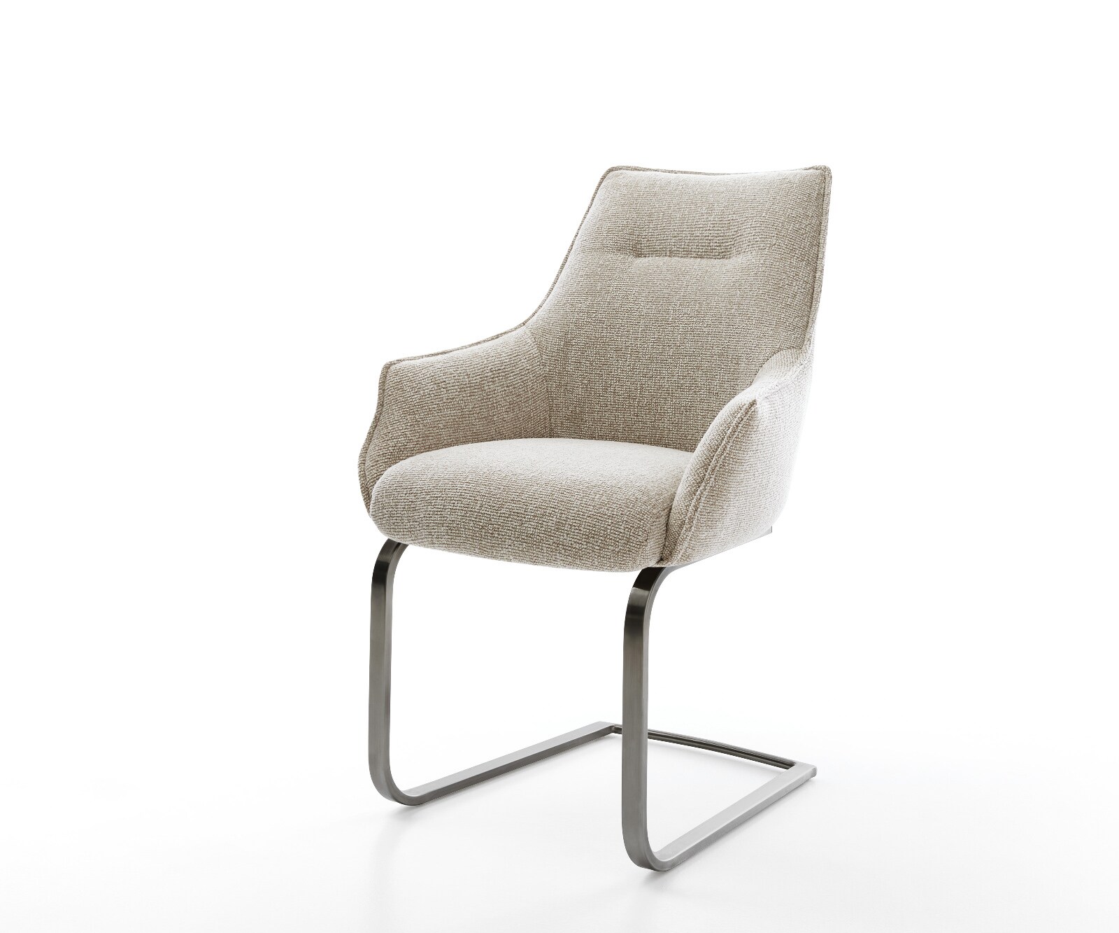 Cantilever Alja-Flex avec accoudoirs tissu tissé doux beige pied cantilever plat grafiete resorts ensachés 1