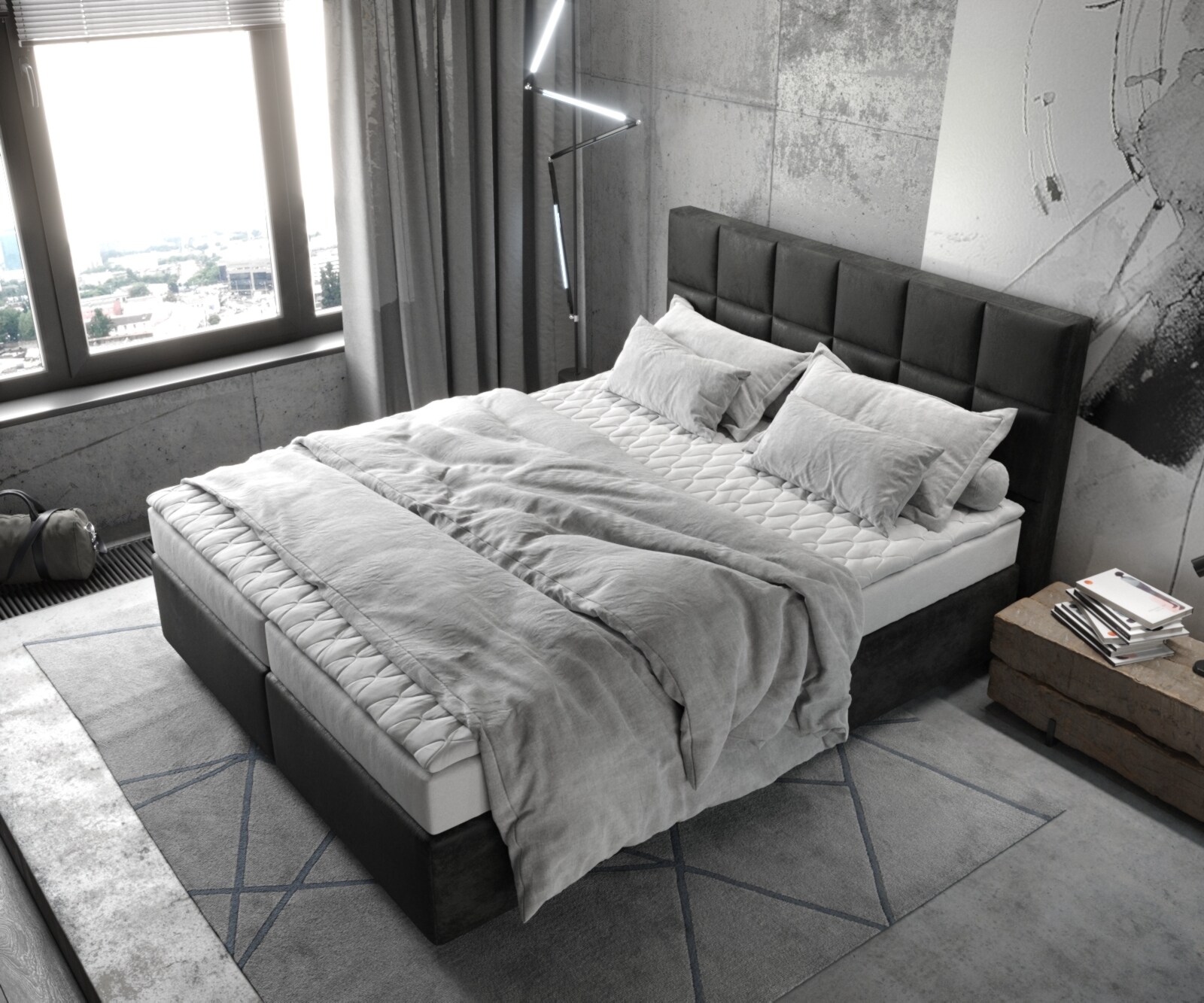 Lit à sommier tapissier Dream-Fine 160x200 Microfibre Anthracite Vintage 3 Lit à sommier tapissier Dream-Fine 160x200 Microfibre Anthracite Vintage 3