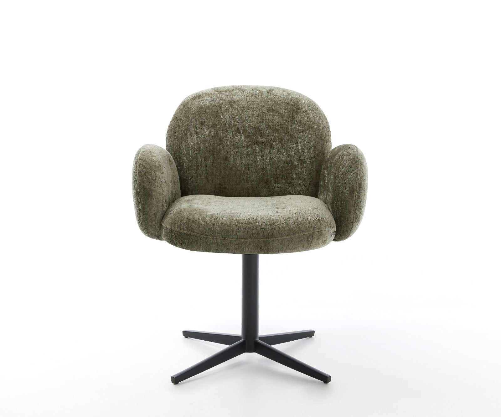 Chaise-pivotante Nube-Flex avec accoudoirs chenille olive pied de chaise 4 branches noir pivotement sur 360° ressorts ensachés 1 Chaise-pivotante Nube-Flex avec accoudoirs chenille olive pied de chaise 4 branches noir pivotement sur 360° ressorts ensachés 1