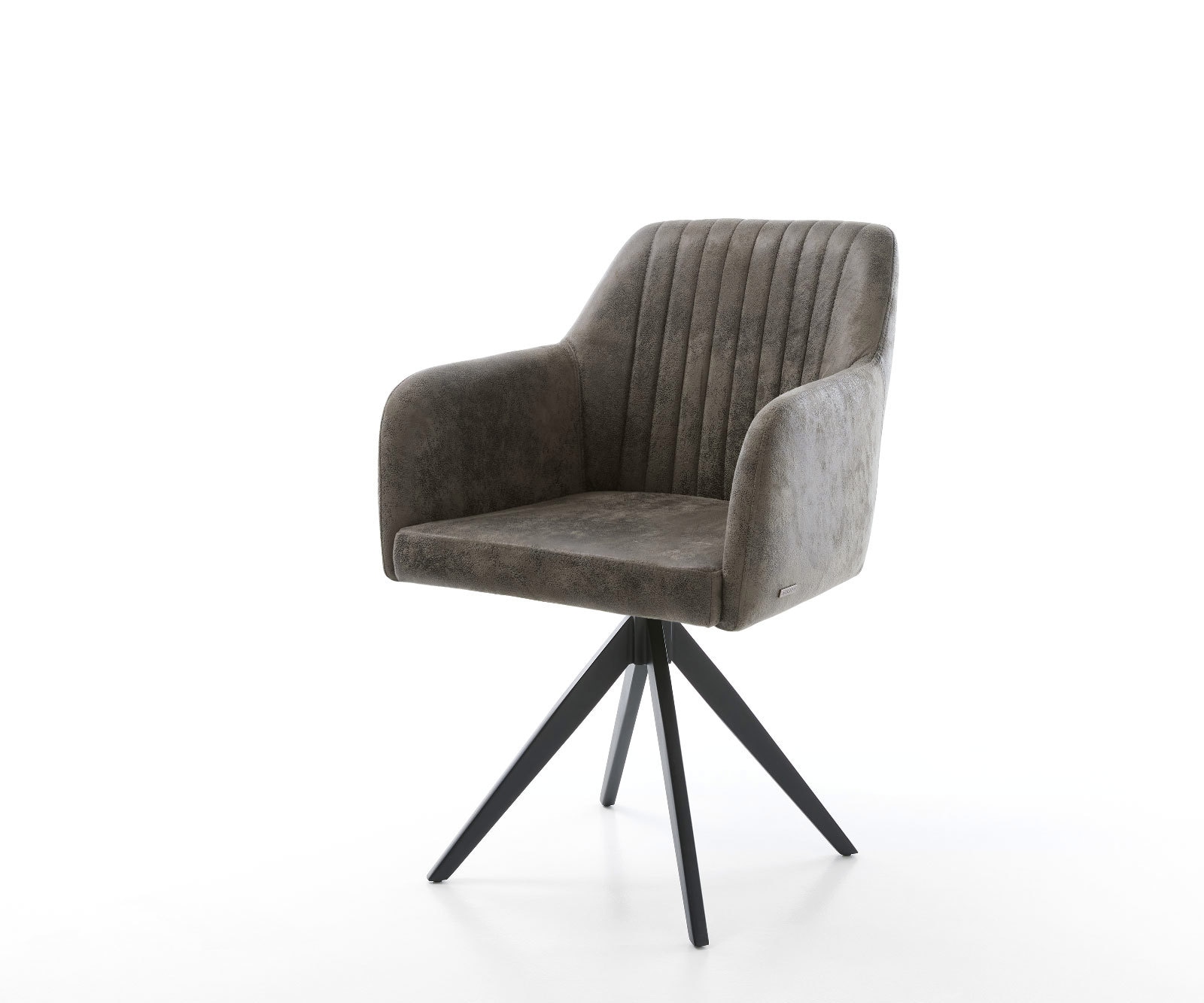 Chaise-de-salle-à-manger Greg-Flex microvelours gris antique pied croisé angulaire noir ressorts ensachés Chaise-de-salle-à-manger Greg-Flex microvelours gris antique pied croisé angulaire noir ressorts ensachés